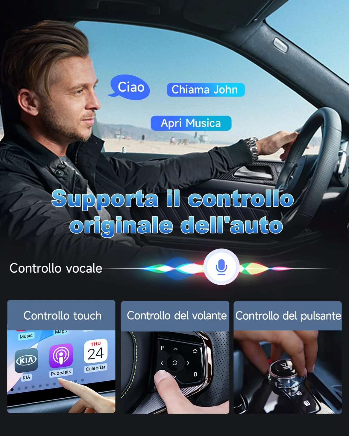 Carlinkit CarPlay e Android Auto, FireDrive Link Pro con HDMI per Fire TV Stick, dongle wireless e convertitore TV auto per CarPlay con cavo OEM, Plug