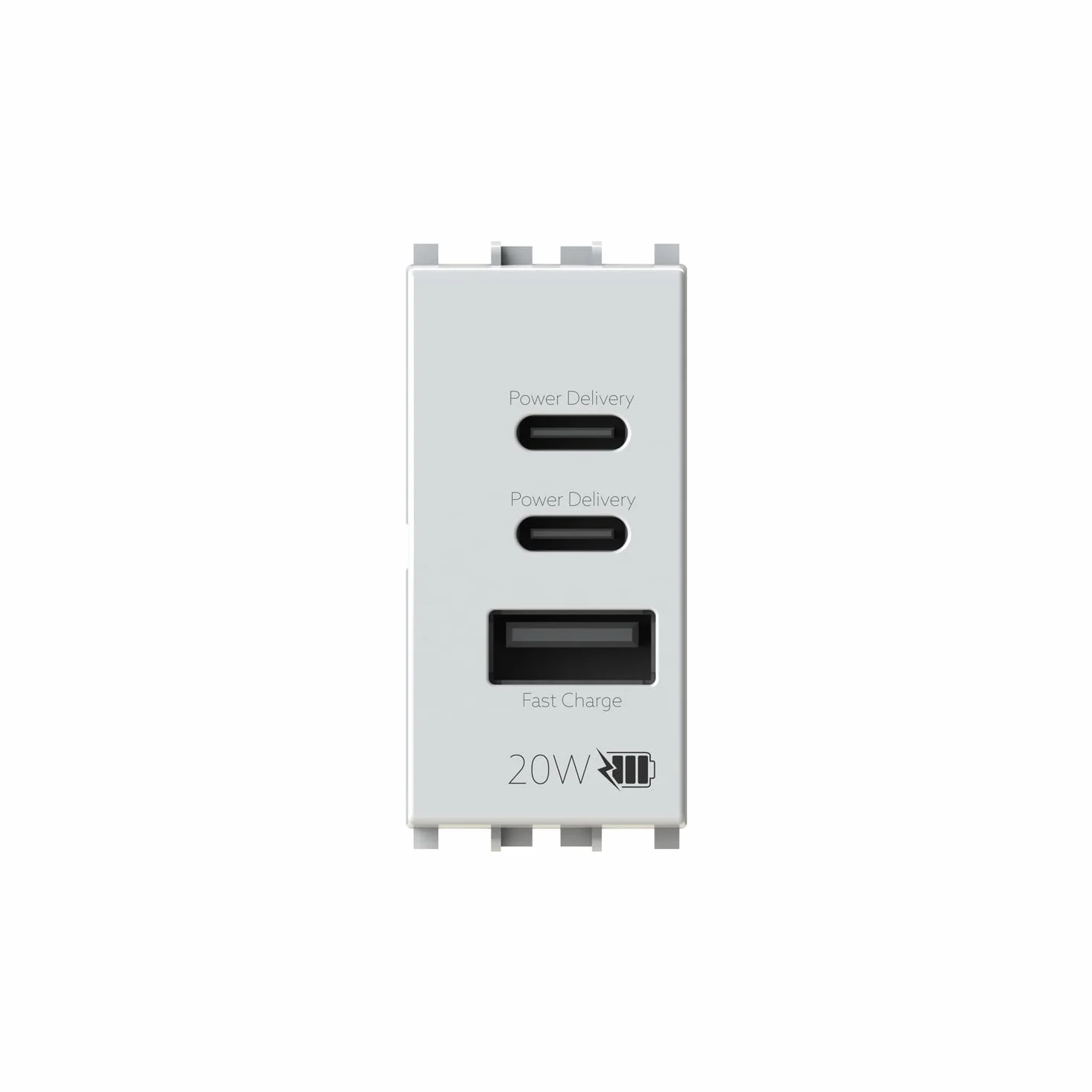 Alimentatore USB C 20W compatibile Vimar Plana Bianco 3 connettori Tipo C e A