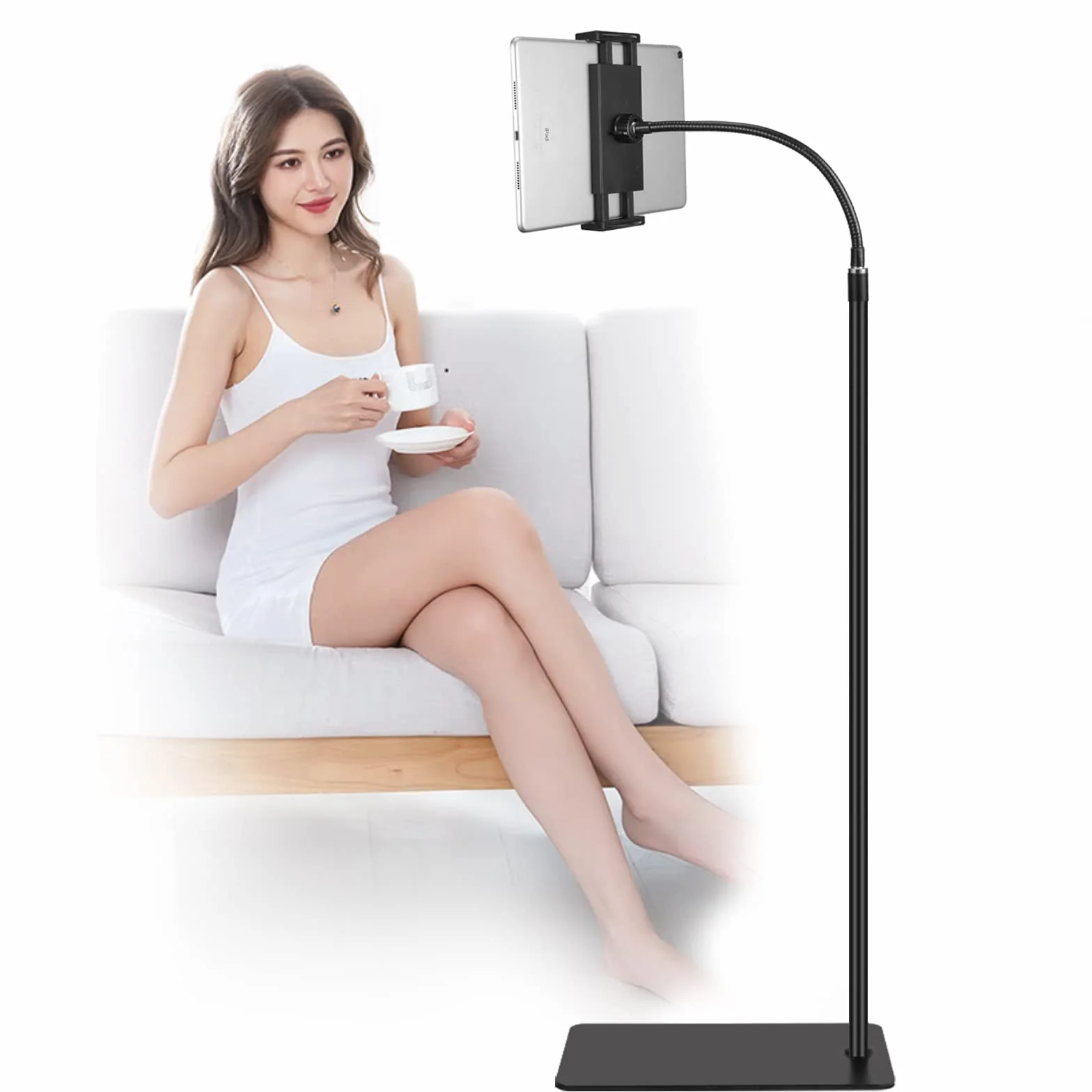 Girevole Supporto da pavimento a collo di cigno per tablet iPad Mini Air Pro iPhone 4,5-12,9 cala