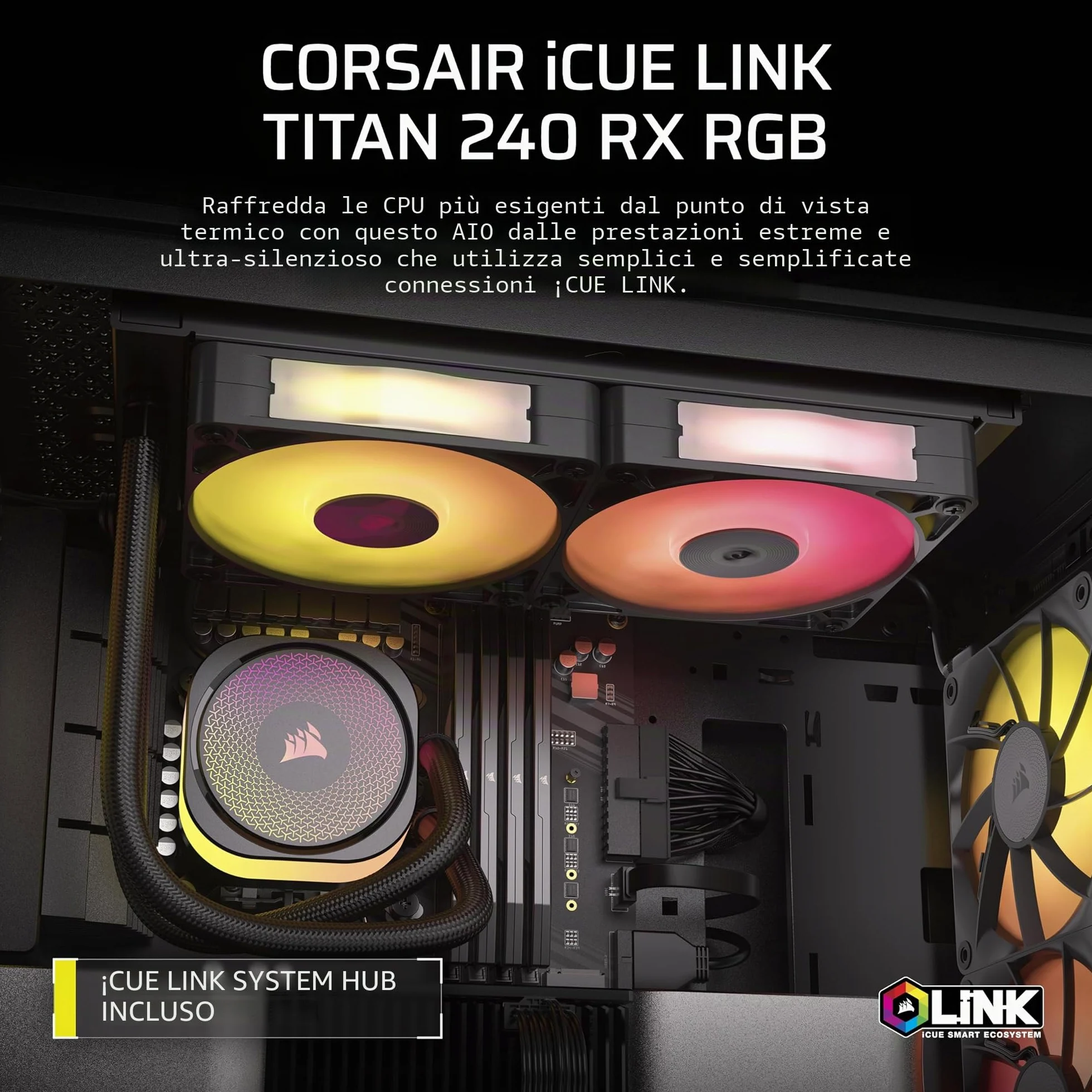 Raffreddamento Ad Acqua - Corsair - Icue Link Titan 240 Rx - Rgb - Nero