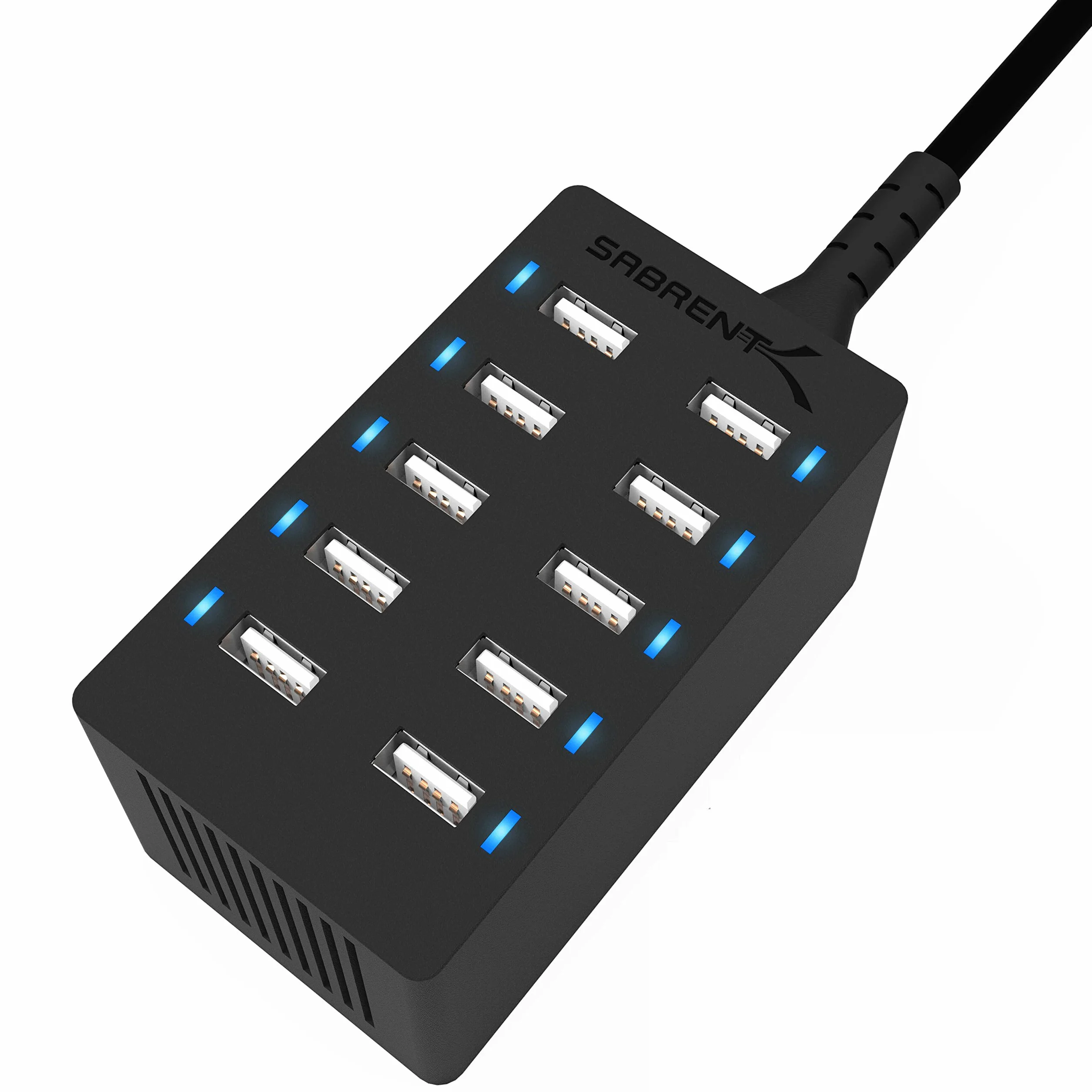 SABRENT Ciabatta Multipresa, Caricatore portatile USB multiplo, Stazione di ricarica USB a 10 Porte 60W con alimentatore, per MacBook, laptop, iPhone, Samsung Galaxy (AX-TPCS-EU)