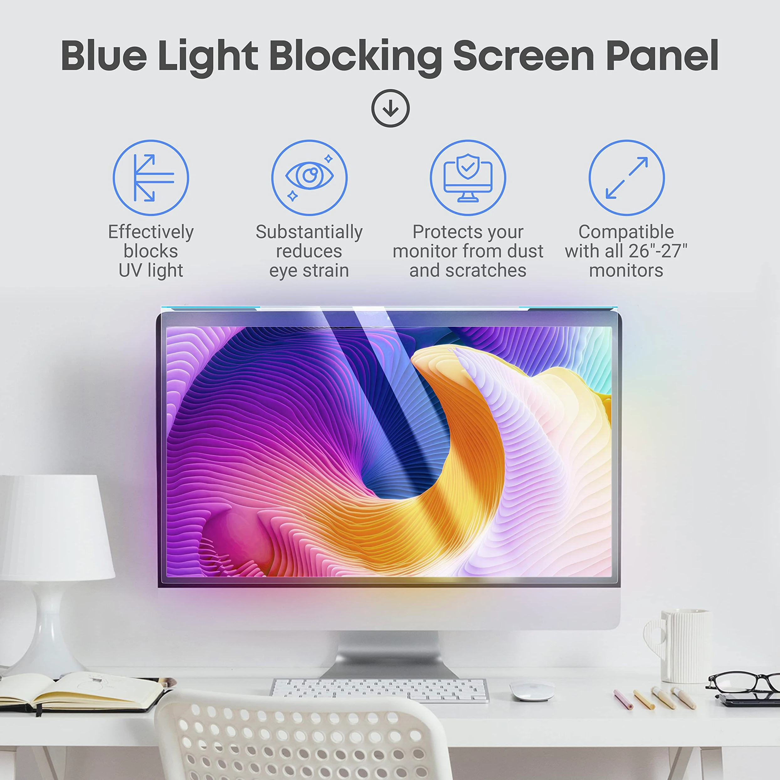 Pannello di protezione universale per schermo con blocco della luce blu per monitor PC da 26 pollici diagonale LED da 27 pollici anti-UV per la protezione degli occhi