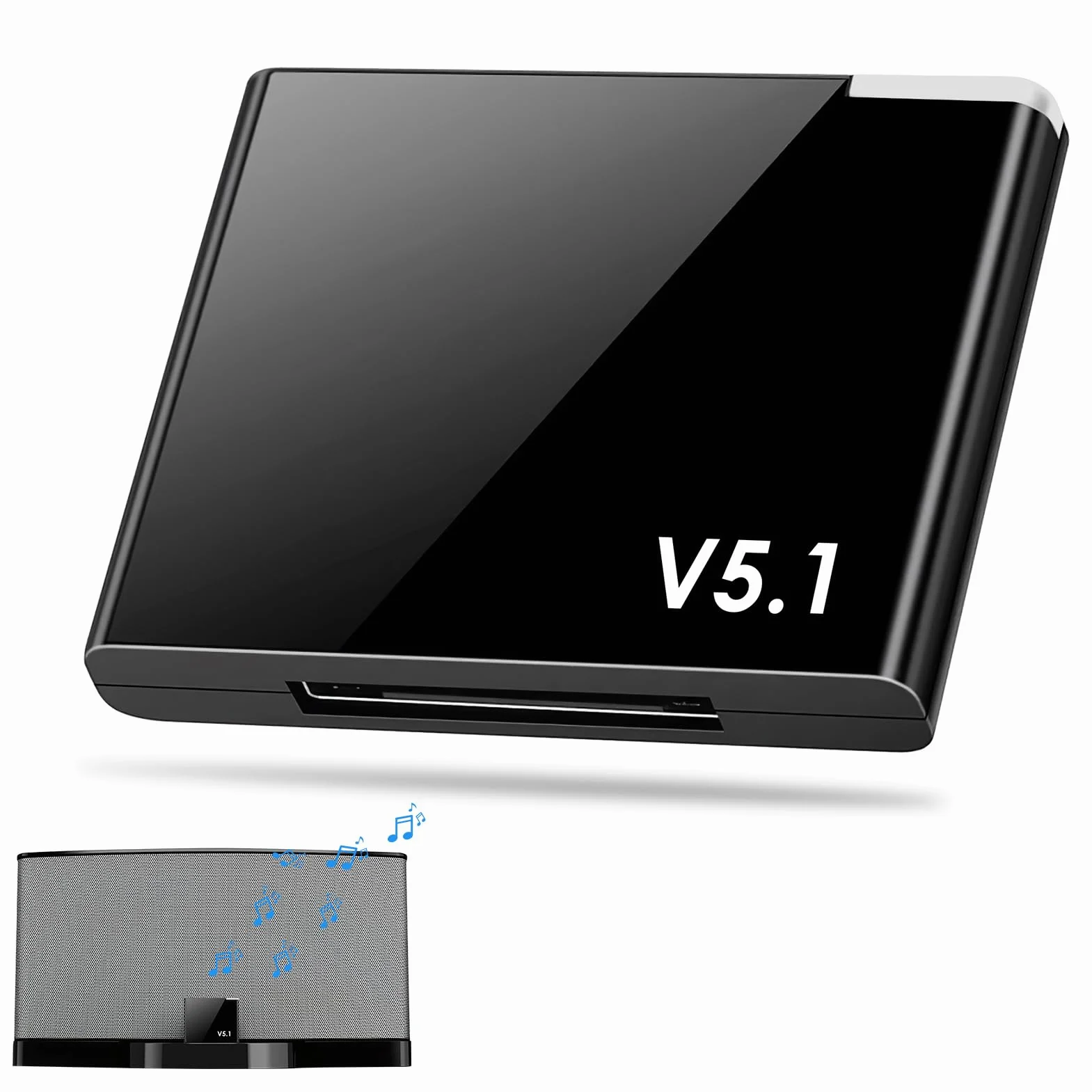 Adattatore Bluetooth 5.1 30 pin per Bose e altri dispositivi con AptX e connessione stabile fino a 20 metri, adattatore Bluetooth per auto e catena Hi-Fi