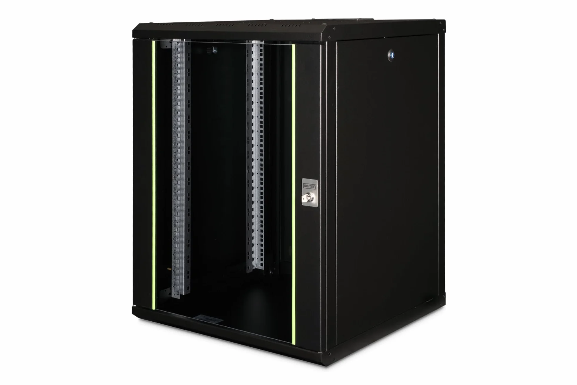 DIGITUS Armadio di rete 16U 19" Rack 600x600 mm Montaggio a parete Porta vetro IP20 Nero