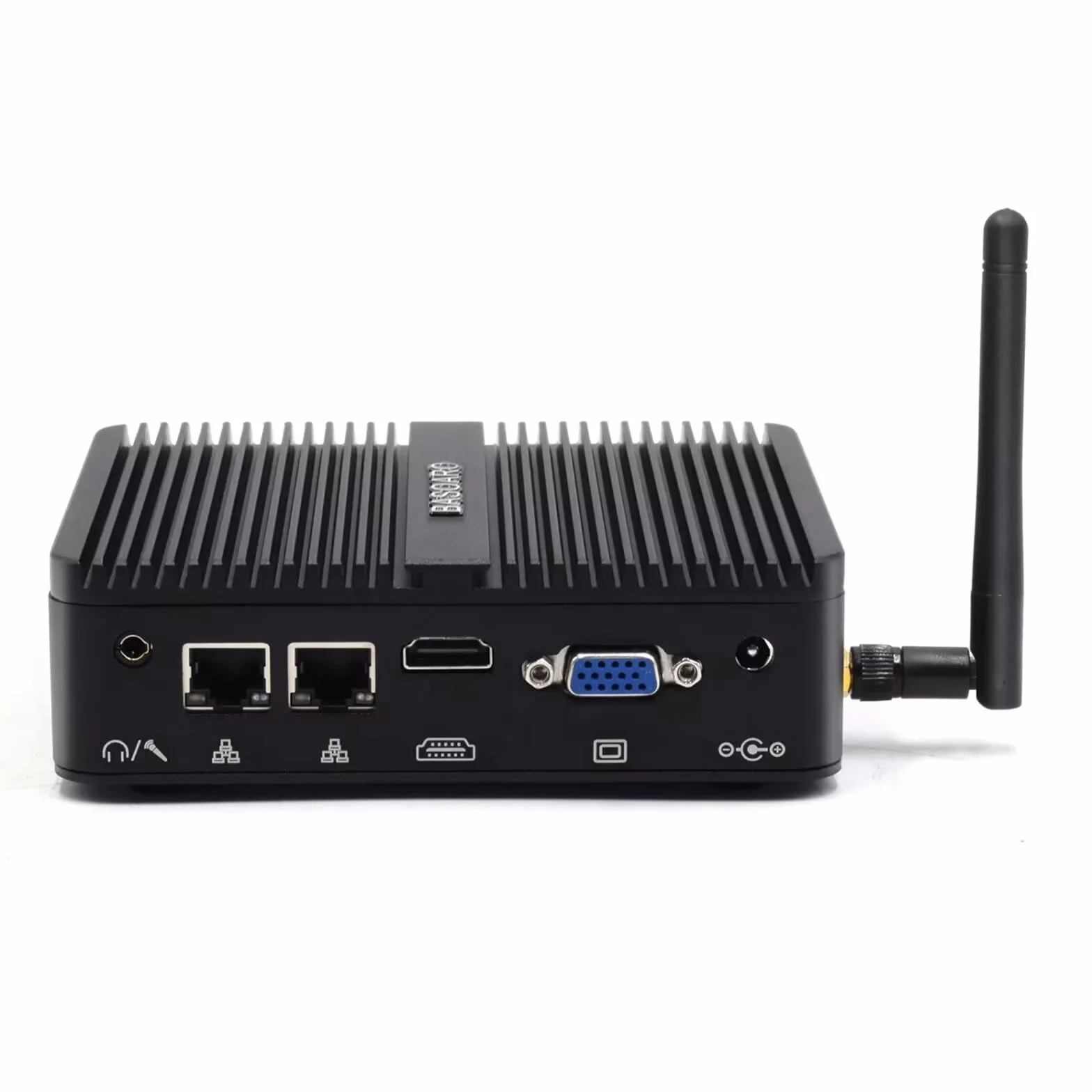 BASOARO PC Industriale Fanless J5005 Mini Computer, 8GB RAM 128GB SSD, Gigabit Ethernet, Doppio Display HD VGA, 2 RS232 COM, WiFi Dual Band, BT, Win 11 Pro