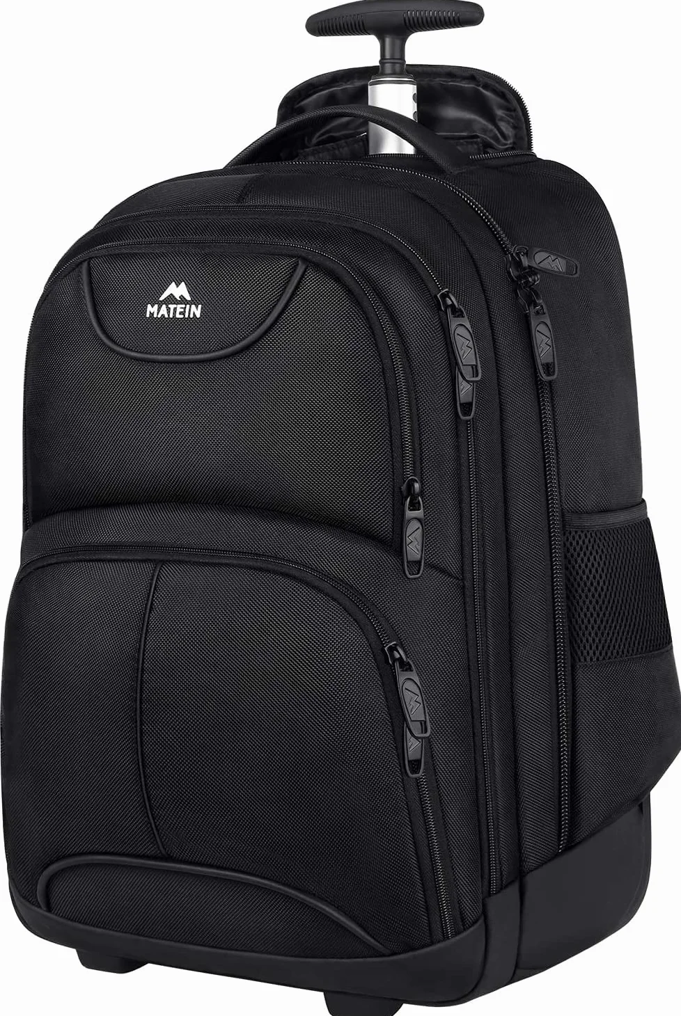 MATEIN Zaino Trolley per PC Portatile con Ruote, Bagaglio a Mano da Cabina per Laptop fino a 17 Pollici, Zaino da Viaggio per Aereo, Scuola, Affari e Università, Nero