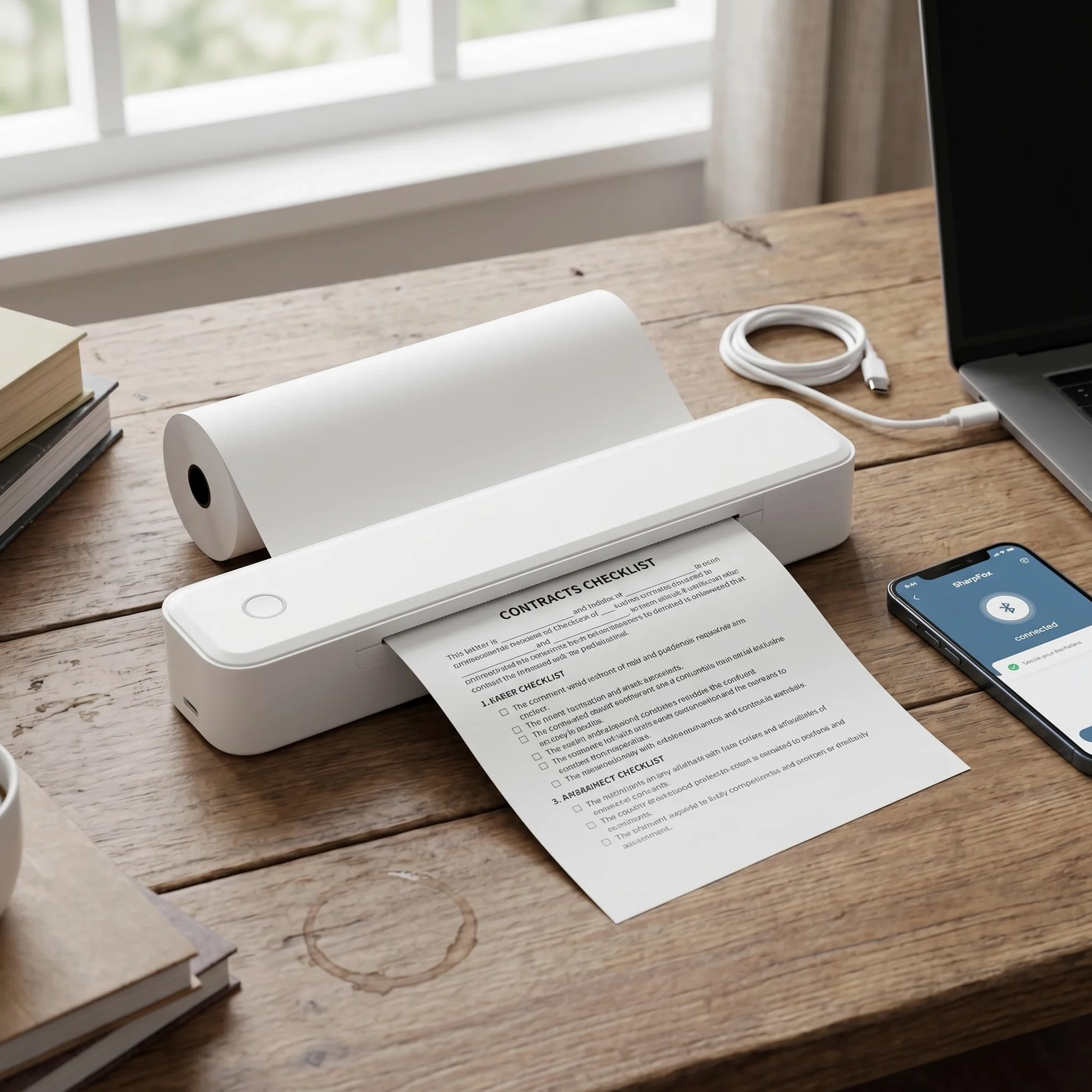 ViaGasaFamido Stampante Termica Portatile 203DPI, Senza Inchiostro, USB-C 2600mAh, Supporta US Letter A4 A5, per Viaggi e Ufficio