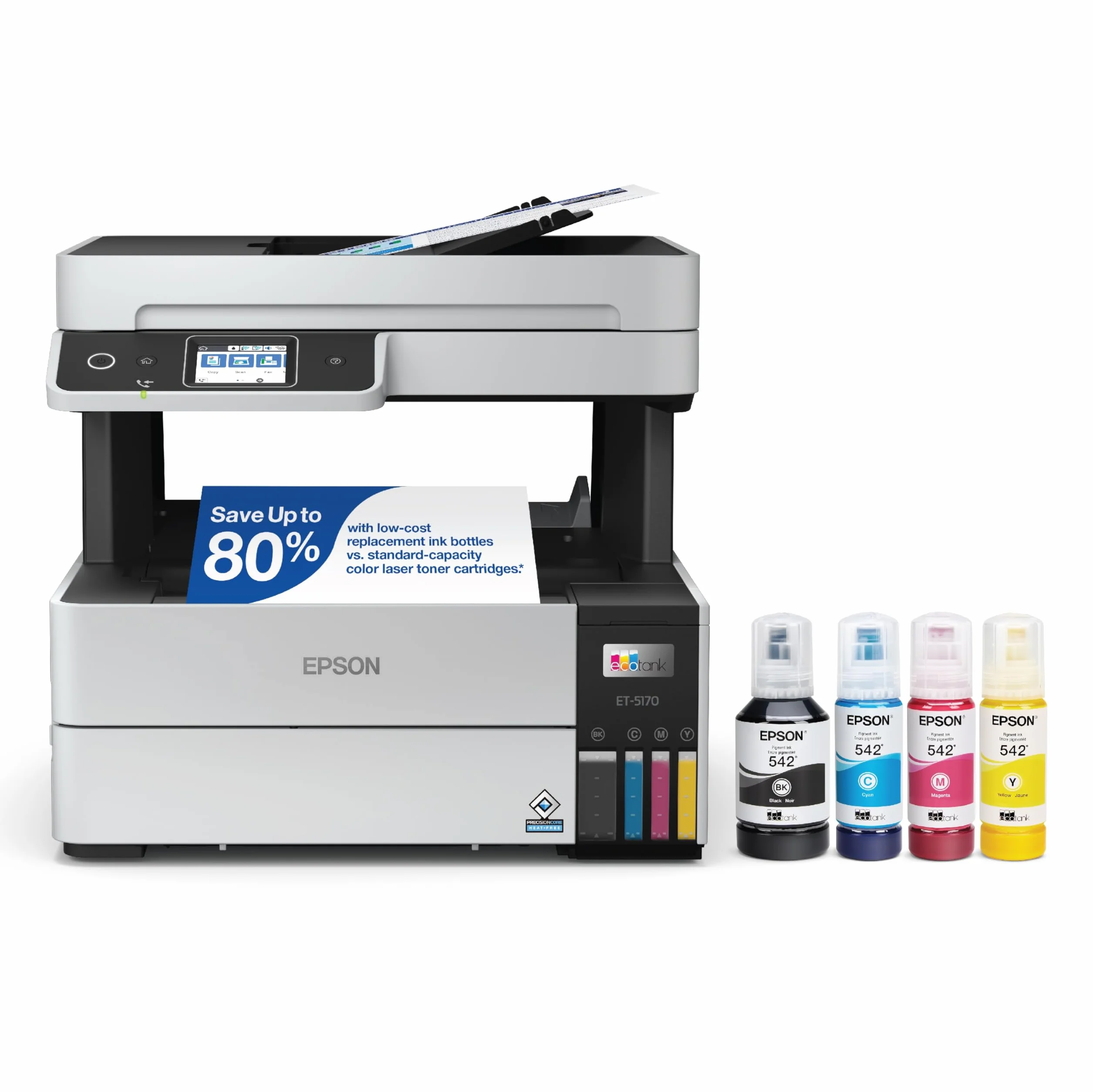 Epson EcoTank Pro ET-5170 Stampante Supertank All-In-One wireless a colori con scanner, fotocopiatrice, fax, alimentatore automatico documenti, bianco
