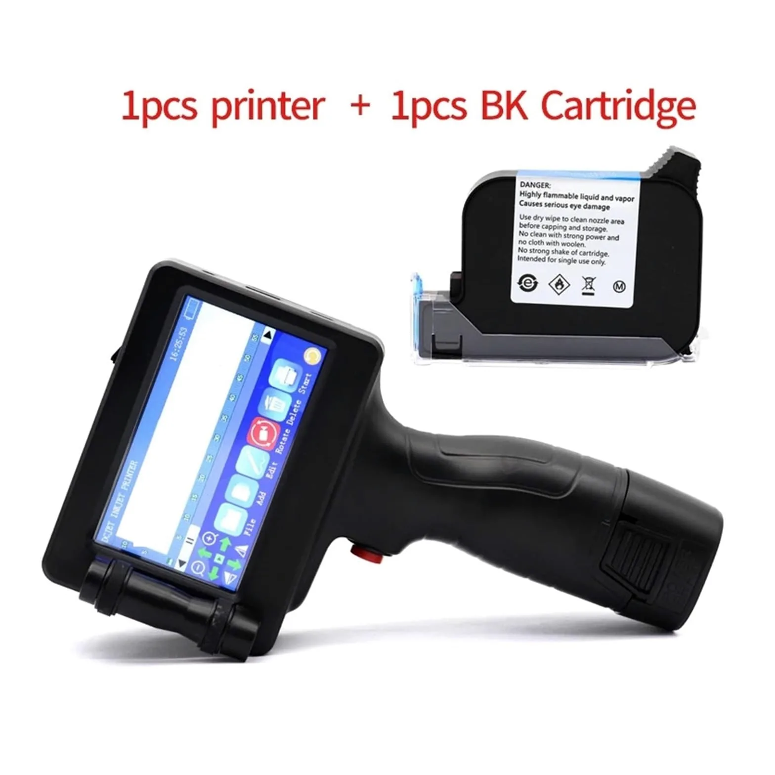 Stampante a getto d'inchiostro portatile da 12,7 mm 2588+ for codice a barre QR Data Numero Logo Data di scadenza Su Cartone, Legno(1 Printer 1cartridge)