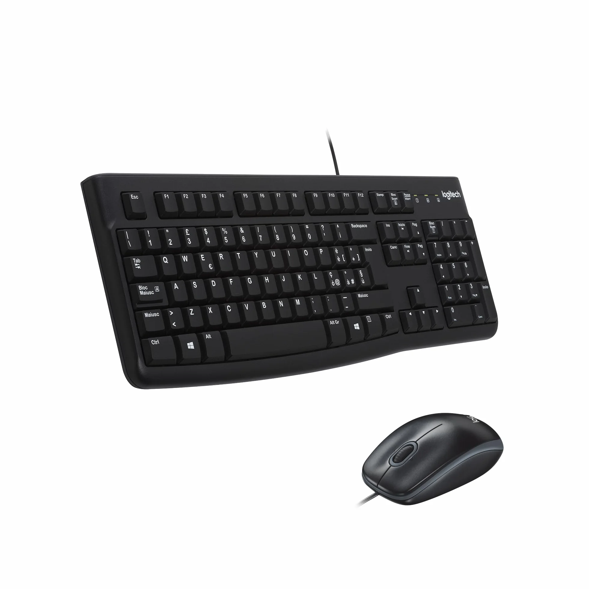 Logitech MK120 Combo Tastiera e Mouse con Filo per Windows, Nero