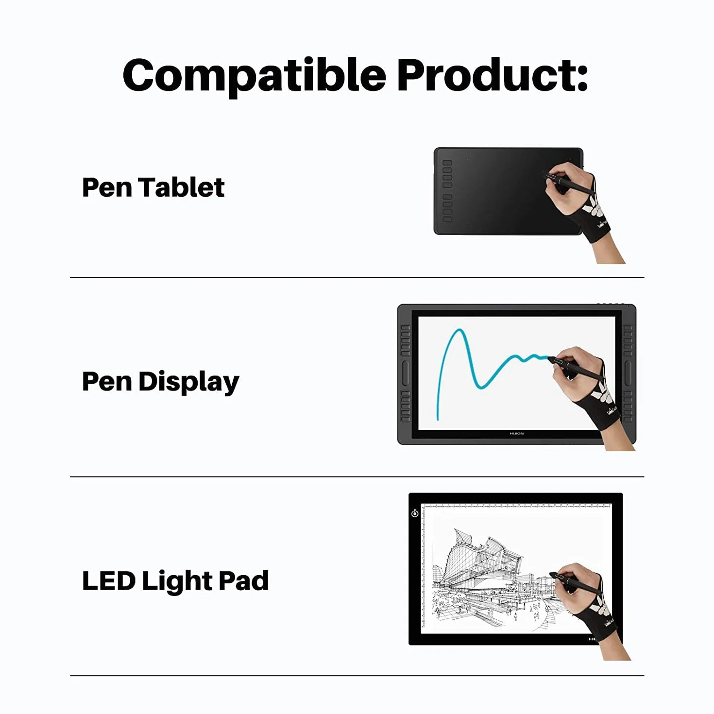 Huion Guanto Scheletro per Tavoletta Grafica