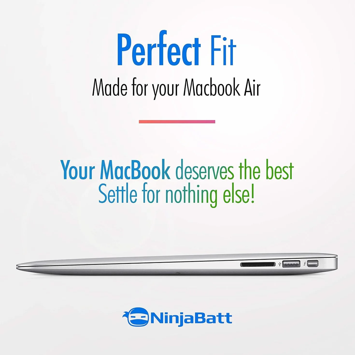 NinjaBatt Batteria A1466 per Apple MacBook Air 13″ (Metà 2012, Metà 2013, Inizio 2014, Inizio 2015, 2017) A1369 (Versione Fine 2010, Metà 2011) A1496 A1405 A1377 [7160mAh/54.4Wh/7.6V]
