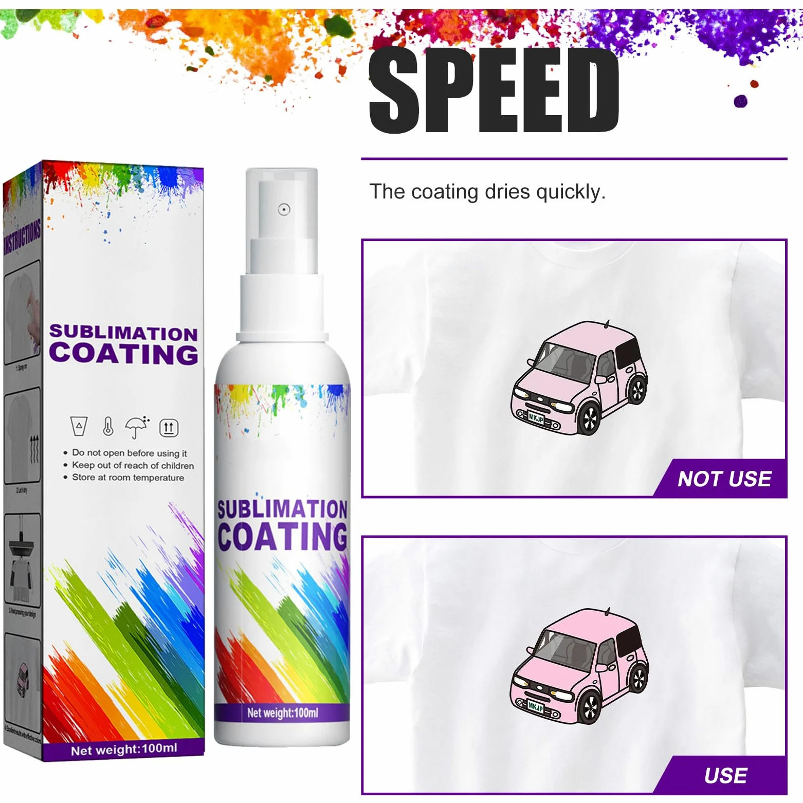 Spray per Sublimazione,Spray di Rivestimento a Sublimazione,Spray per Sublimazione Cotone,Spray per Rivestimento A Sublimazione,Spray a Sublimazione,100 ml
