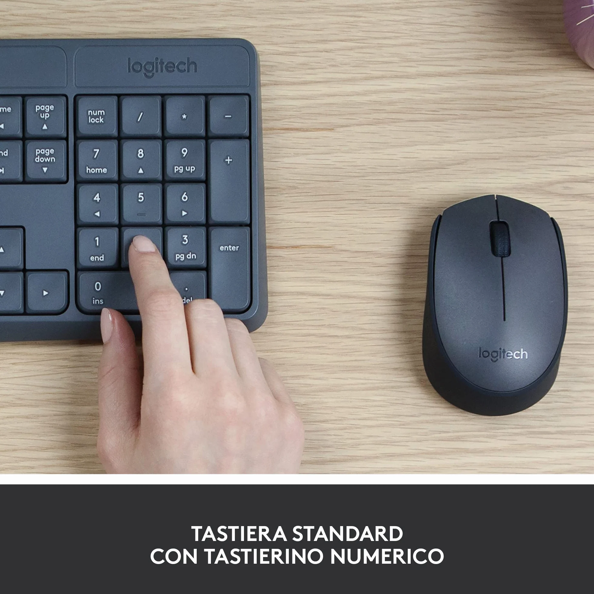 Logitech MK235 Combo Tastiera e Mouse Wireless per Windows, Ricevitore Unifying USB 2,4 GHz Wireless, 15 Tasti FN, Lunga Durata della Batteria, PC, Laptop, Layout Italiano QWERTY - Grigio