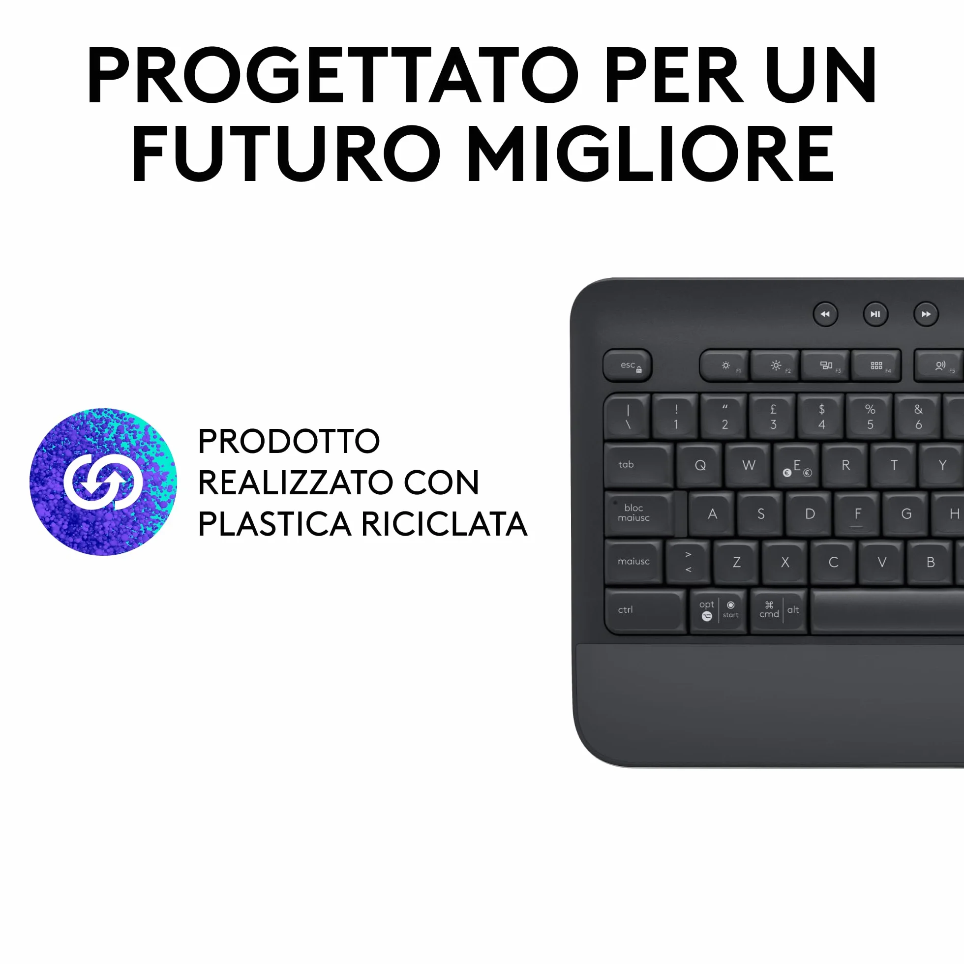 Logitech Signature K650, Tastiera Poggiapolsi Wireless Full-size con Bluetooth BLE o Ricevitore USB Logi Bolt, Tasti Smorzati e Tastierino, Compatibile con PC/Windows/Mac - Nero