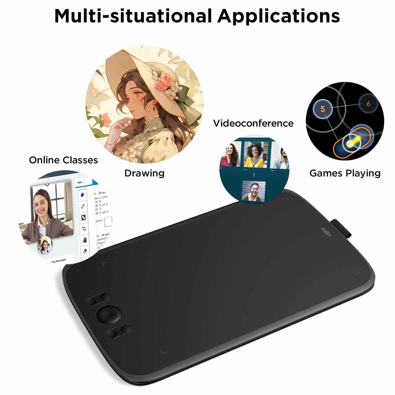 ugee M808 10 x 6.25 Inch Large Graphic Tablet for PC, Drawing Tablet with 8 Shortcut Buttons, Battery-Free Pen of the New Generation
