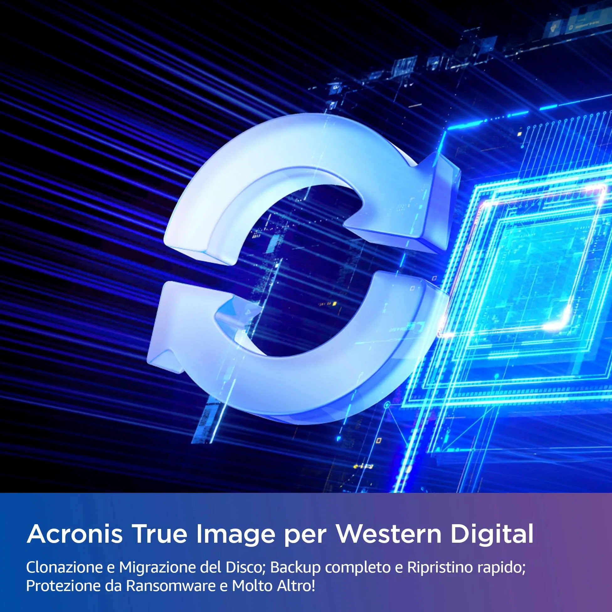 WD Blue SN580,500 GB,M.2 2280,fino a 4 000 MB/s,PCIe Gen4 NVMe,Include Acronis True Image per Western Digital,clonazione e migrazione del,backup completo e ripristino rapido, protezione da ransomware