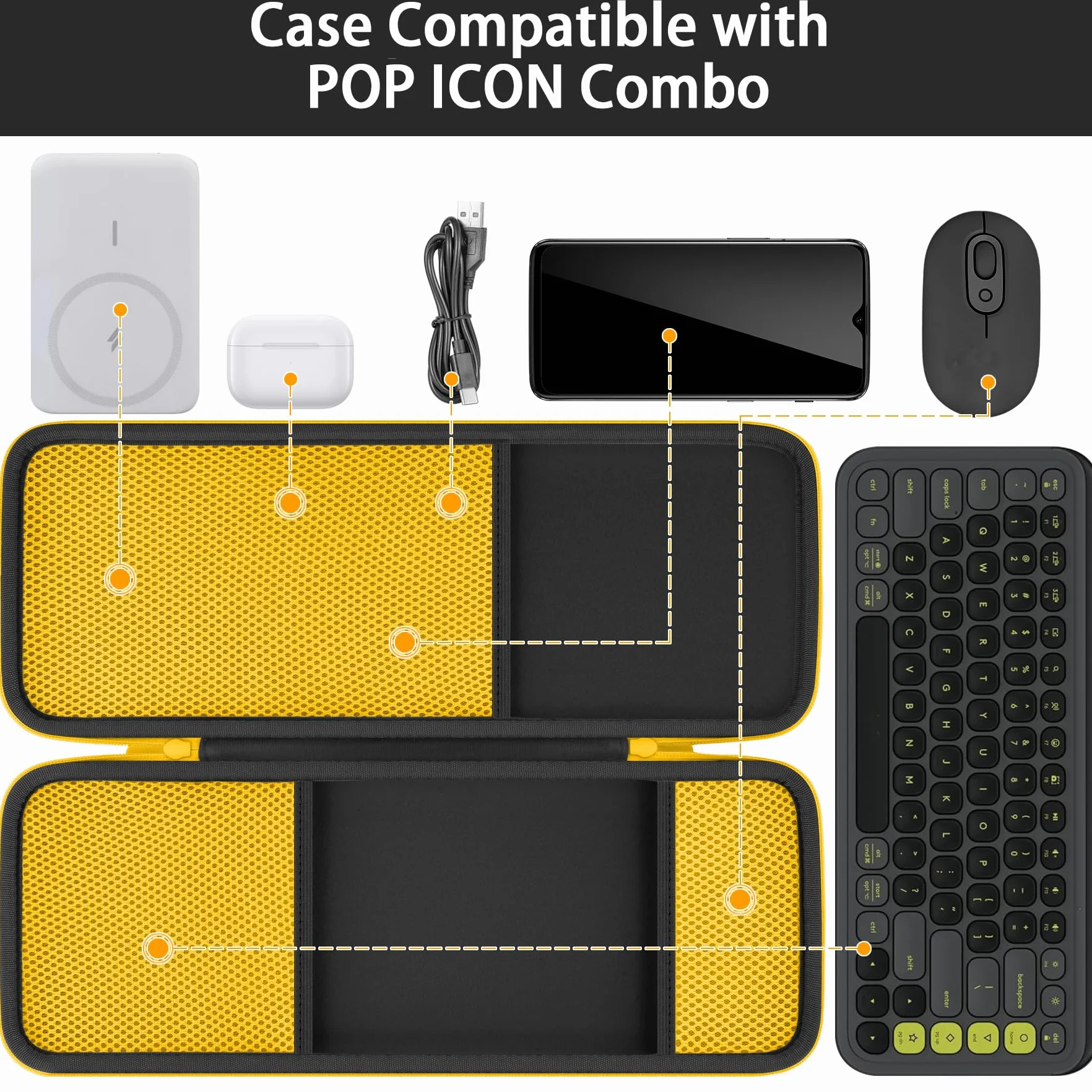 co2CREA cassa custodia borsa per Logitech POP lCON Tastiera Wireless e Mouse Combo(solo scatola,Case Only)
