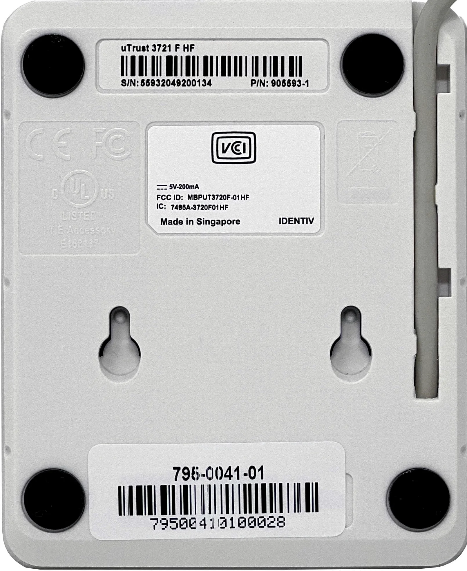 utrust 3721 F - Lettore multi-ISO con emulazione della tastiera USB 2.0/13,56 MHz / ISO14443 e ISO15693 / CCID