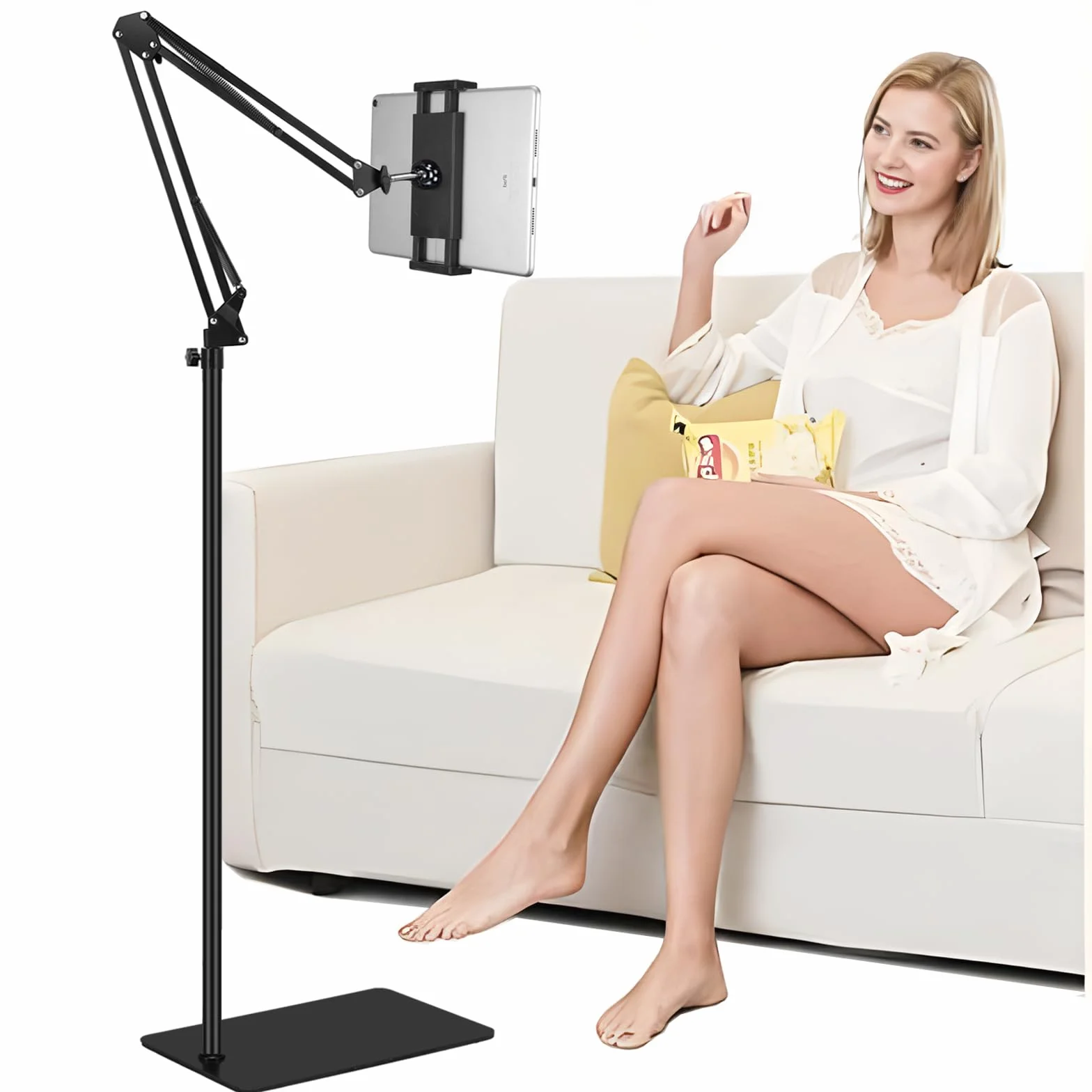 SAMHOUSING Supporto universale per tablet e cellulari da pavimento, girevole 360°, metallo, per iPad, 4,7-12,9 pollici