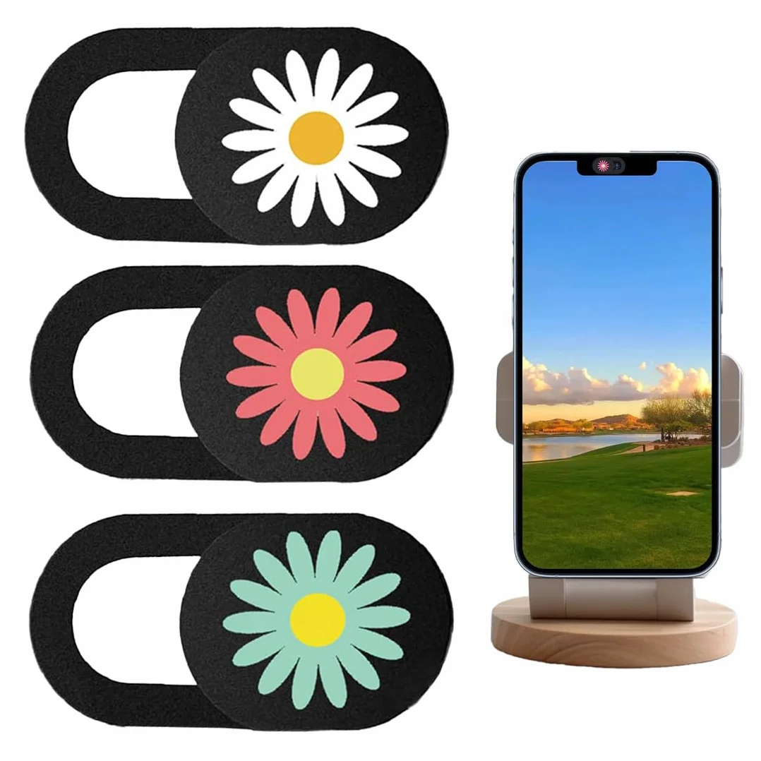 Copri Webcam per Laptop Smartphone Protezione Privacy (0.7mm) Design Margherita Fiore 3 Pezzi
