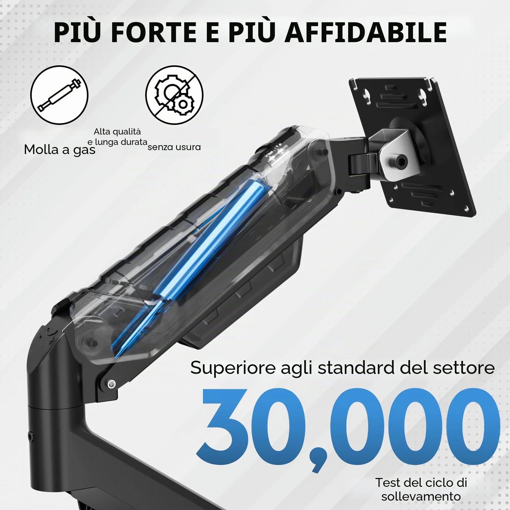 BONTEC Supporto Monitor da Scrivania 15-34 Pollici, Braccio Monitor a Gas Ergonomico Fino a 12 KG, Vesa 75x75 100x100, Inclinazione Rotazione Altezza Regolabile, Staffa Stabile con Gestione Cavi