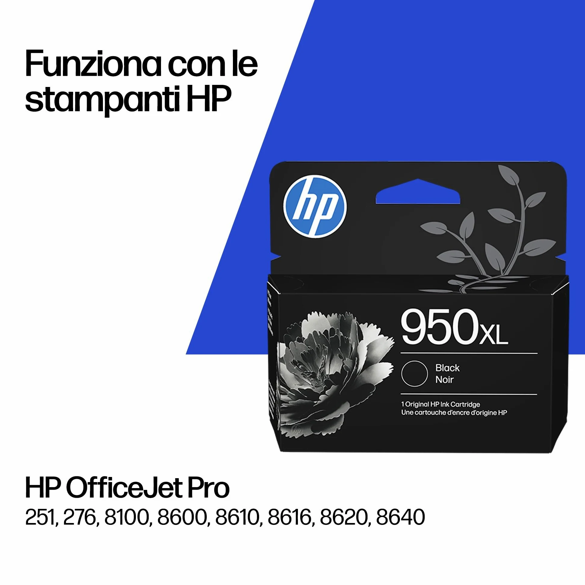 HP 950XL Nero CN045AE, Cartuccia Originale da 1650 Pagine, Ad alta Capacità, Compatibile con Stampanti OfficeJet Pro 251, 276, 8100, 8600, 8610, 8616, 8620, 8640