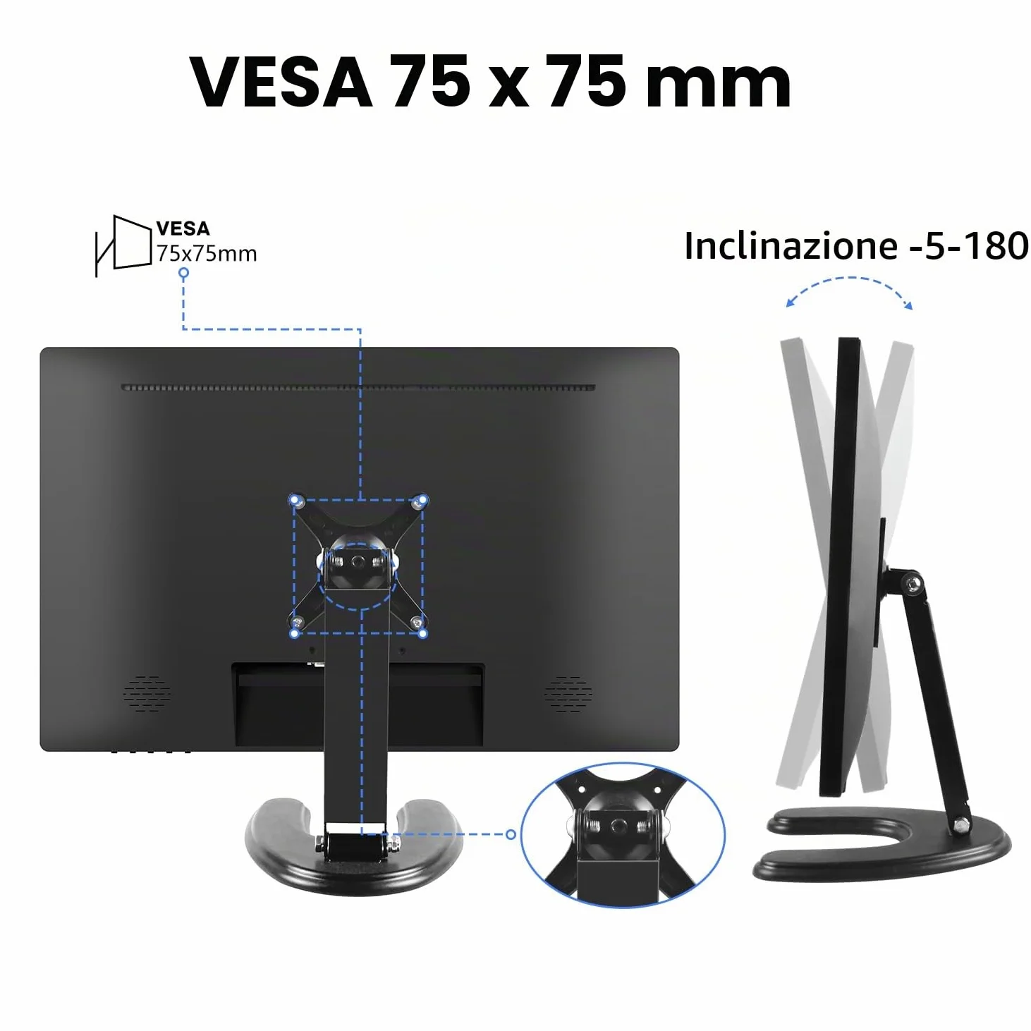 23,8 Pollici Monitor PC Touchscreen, IPS FHD 1080P con HDMI, VGA e USB | Schermo con Altoparlanti Integrati, 75Hz, VESA, Monitor Touch per Gaming e Ufficio