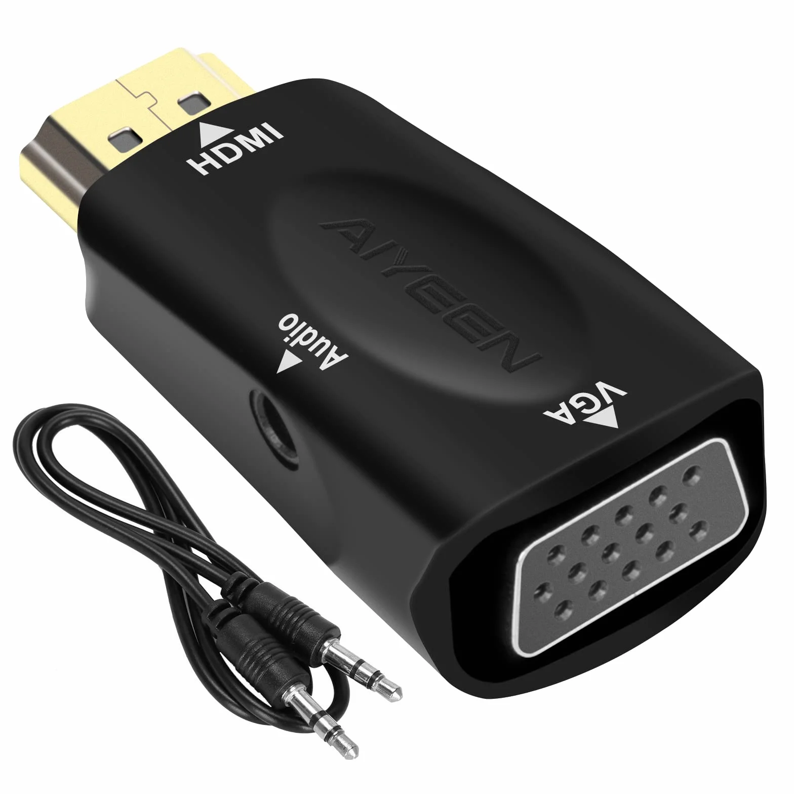 Adattatore da HDMI a VGA, Adattatore da HDMI Maschio a VGA Femmina 1080p con cavo Jack Audio da 3,5 mm Compatibile con Monitor, Laptop, Computer, Proiettore, HDTV, Chromebook e altro (Nero)