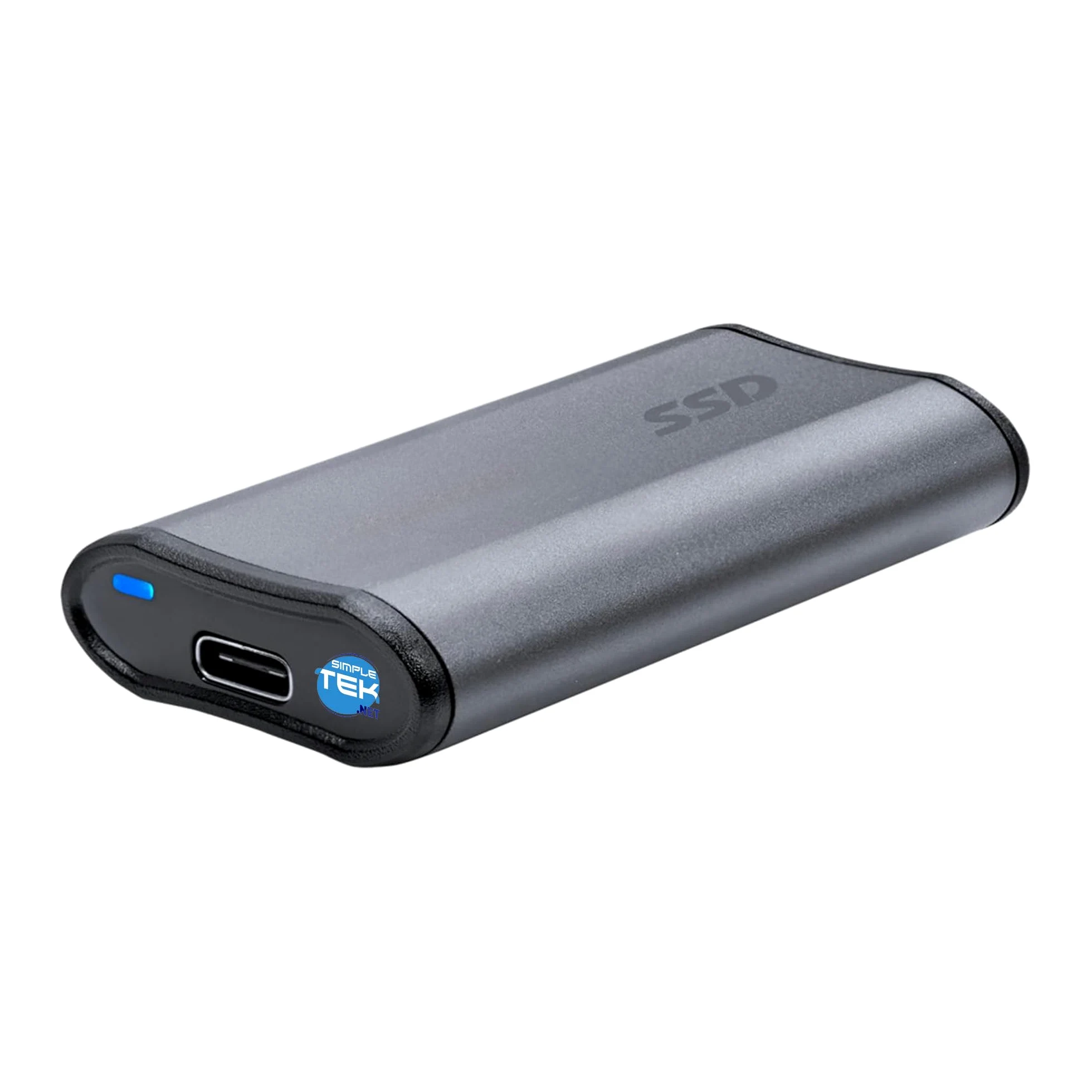 SIMPLETEK - Mini SSD Esterno Portatile 500 GB Grigio - USB 3.1, Cavo adattatore da USB-C a USB-A e Foro Portachiavi