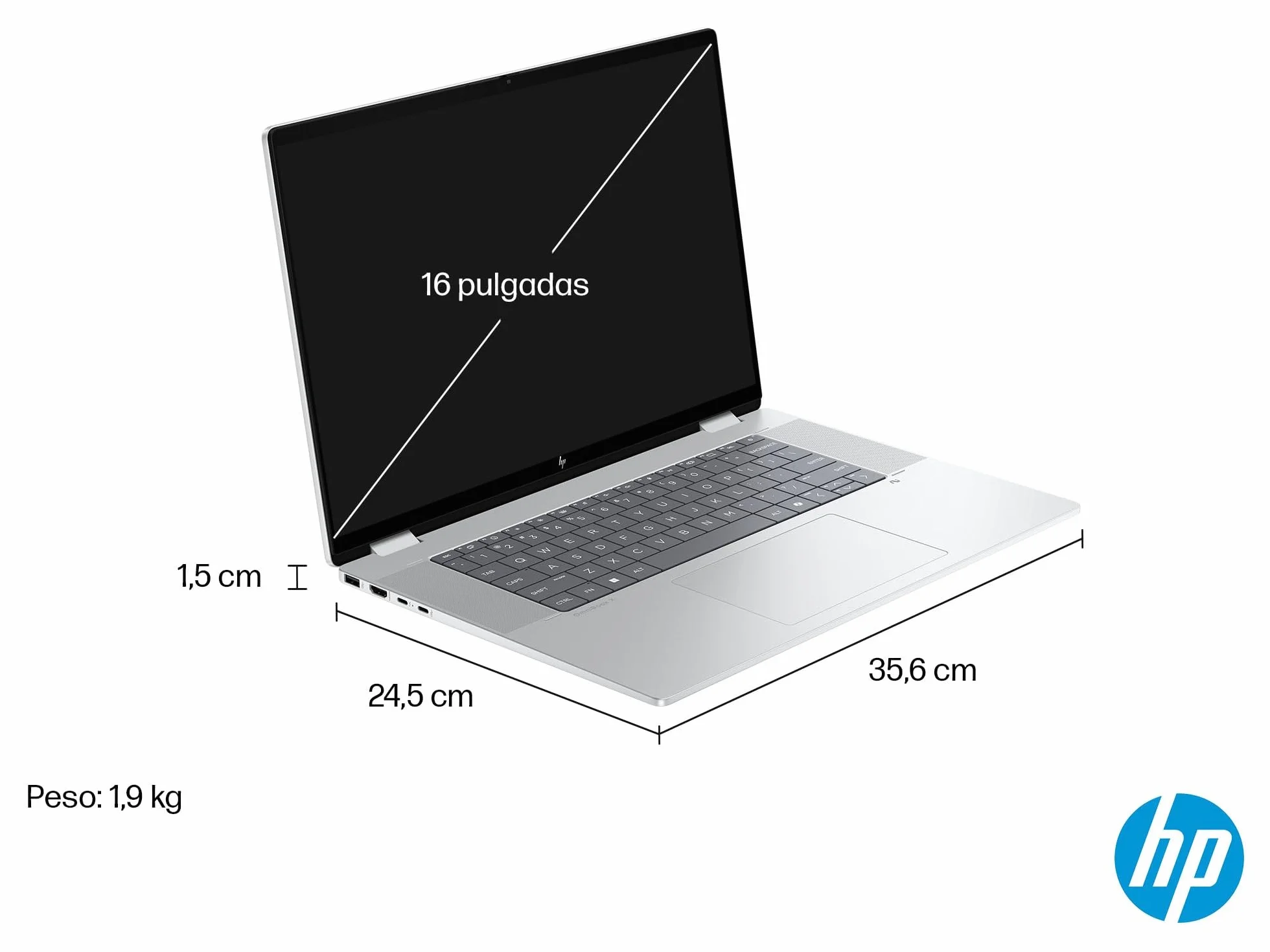 HP Omnibook X Flip Convertible Laptop 40,6 cm (16") Touch screen OLED 3K (Intel Ultra 7-258V EVO, 32 GB RAM, 1TB SSD, Intel ARC Graphics, Windows 11 Home, WiFi 7) Argento Spagnolo