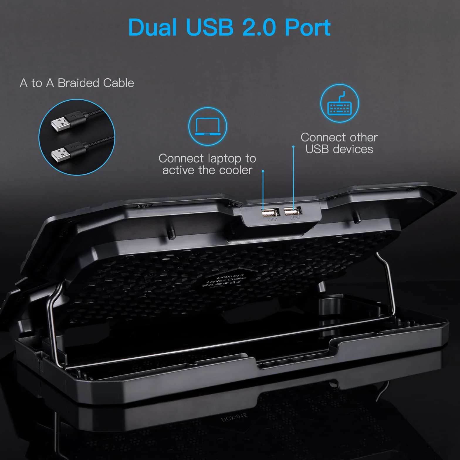 MATEPROX Base di Raffreddamento per PC Portatile, Ventola Pc per Portatile da Gioco RGB per Laptop 15,6-17,3" con 6 Ventole Silenziose Blu e Schermo LCD, 5 Altezze di Regolazione, 1 Supporto Telefono