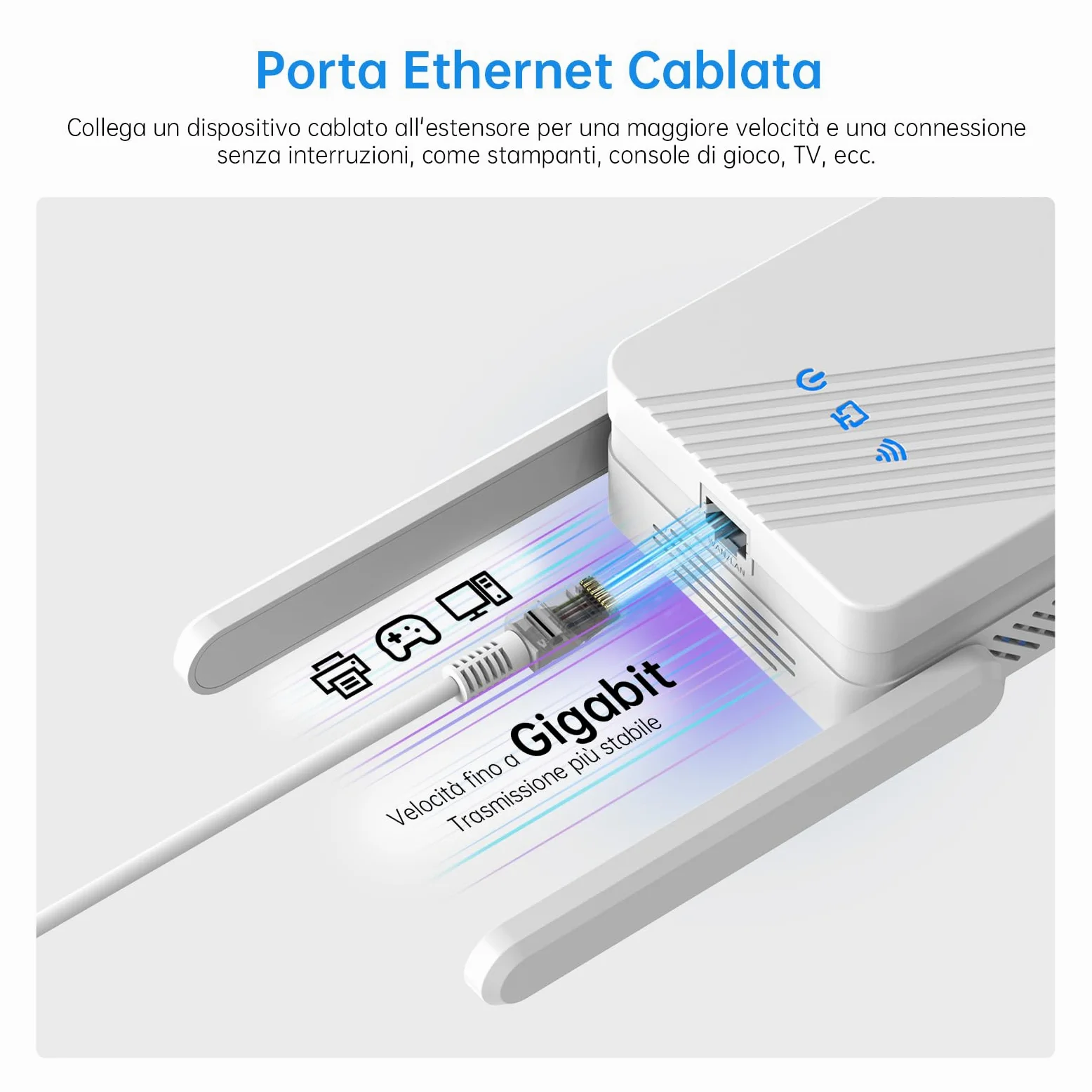WiFi 7 Ripetitore Amplificatore,BE3600 WiFi Extender Potente per Casa | Dual Band 2,4/5Ghz, 4 Antenne Esterne, Supporta 3 Modalità, 1 LAN/WAN Porta Gigabit, 4K-QAM, 160 MHz, WPS,WPA3,Indicatore LED