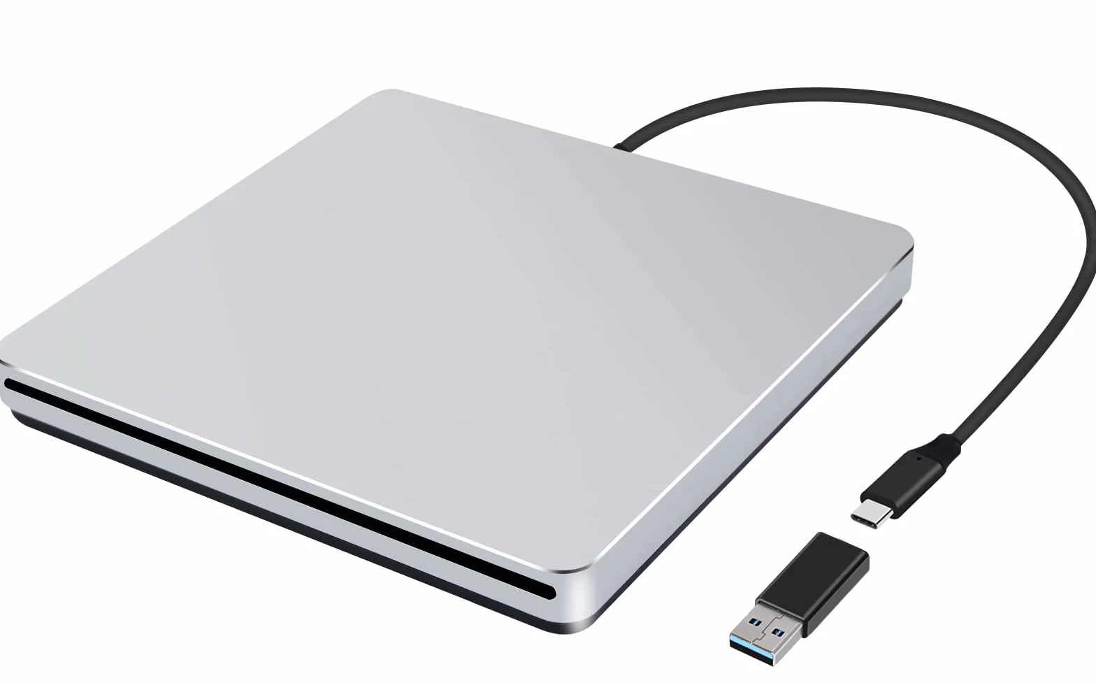 Masterizzatore DVD esterno USB, lettore CD, CD/DVD-RW WRITER per Mac/PC/laptop WINDOWS 10 (colore argento)