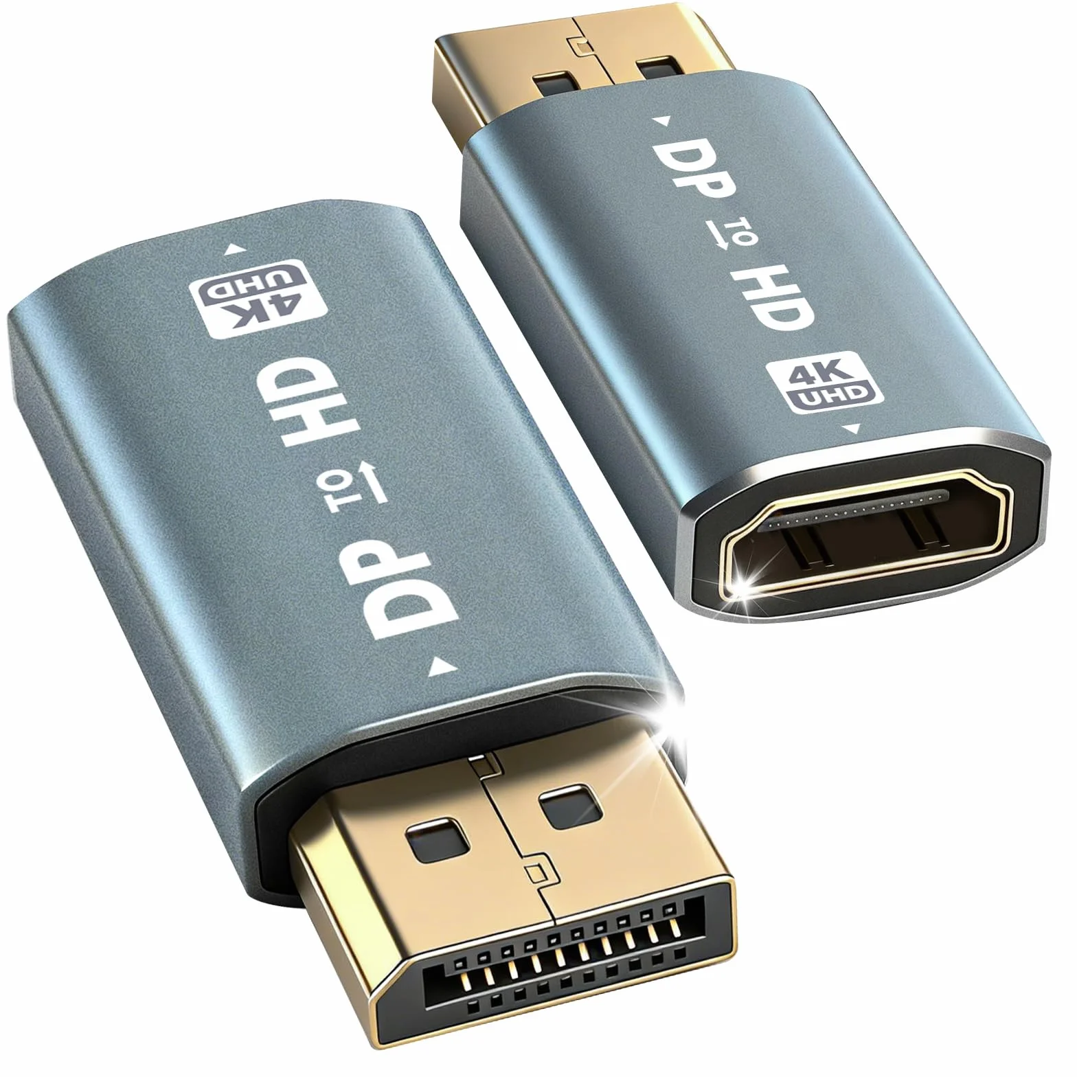 AXFEE 2 Pezzi Adattatore DisplayPort a HDMI 4K, Risoluzione 4K@30hz DP Maschio a HDMI Femmina Convertitore, hdmi Adattatore Displayport, per HDTV, Monitor, Proiettori, Portatili, Desktop