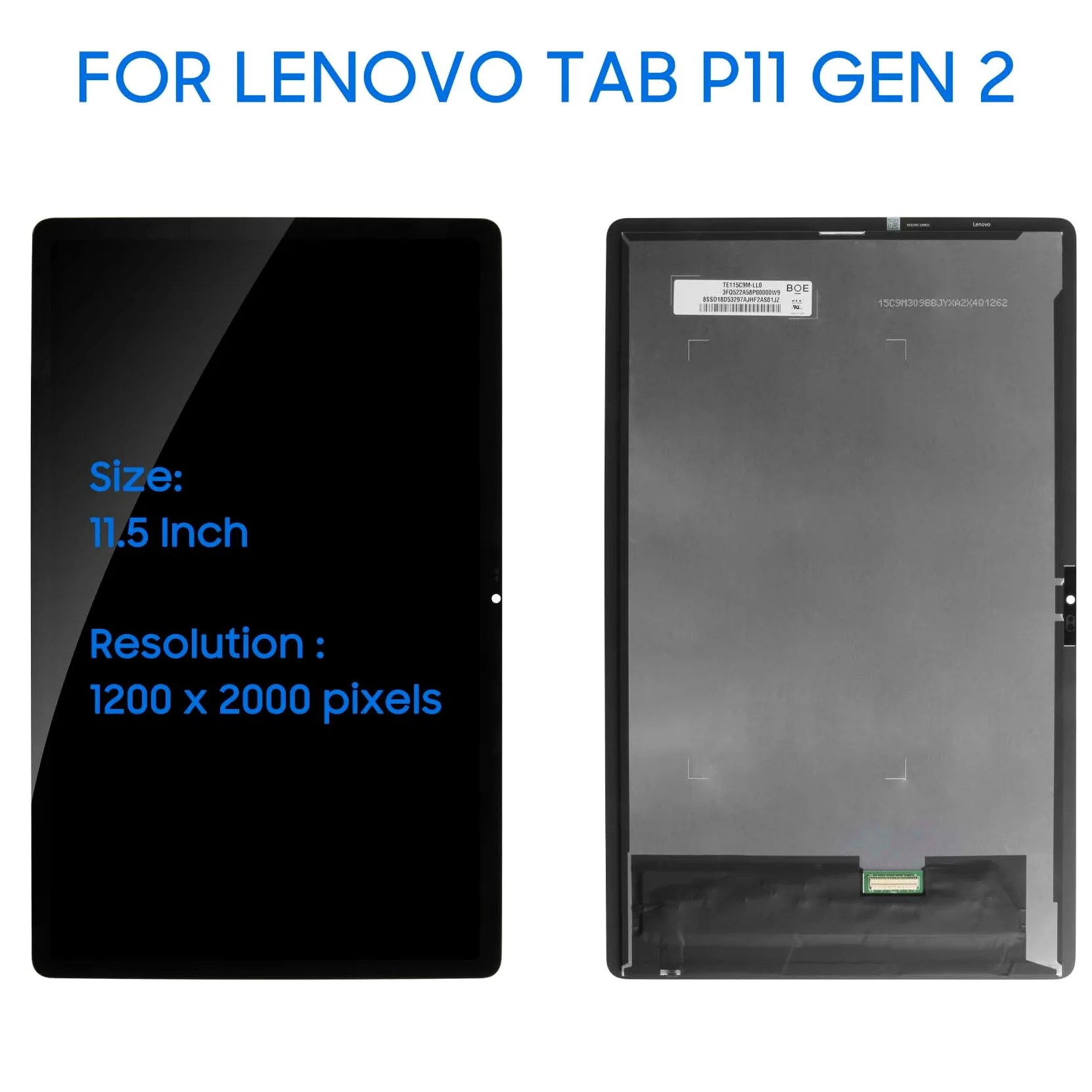 LADYSON Schermo LCD per Lenovo Tab P11 Gen 2 P11 2022 TB350FU TB350XU TB350 Display Touch Screen Digitizer Assembly Riparazione (Nero)