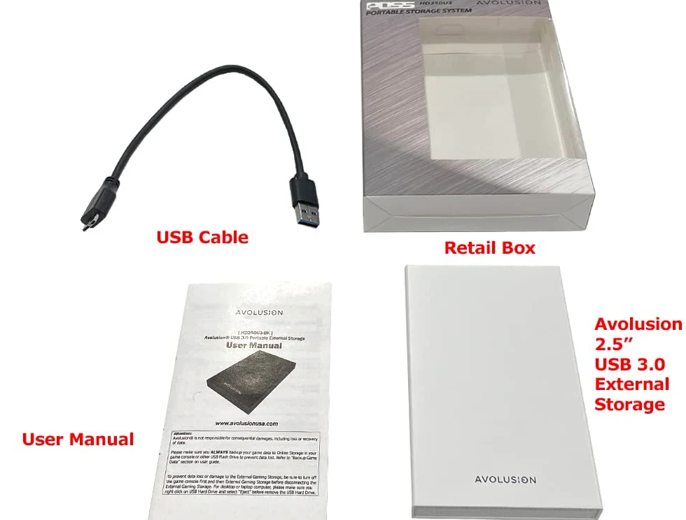 Avolusion HD250U3-WH - Hard disk esterno portatile USB 3.0 da 1 TB (per Xbox Series X|S, preformato)