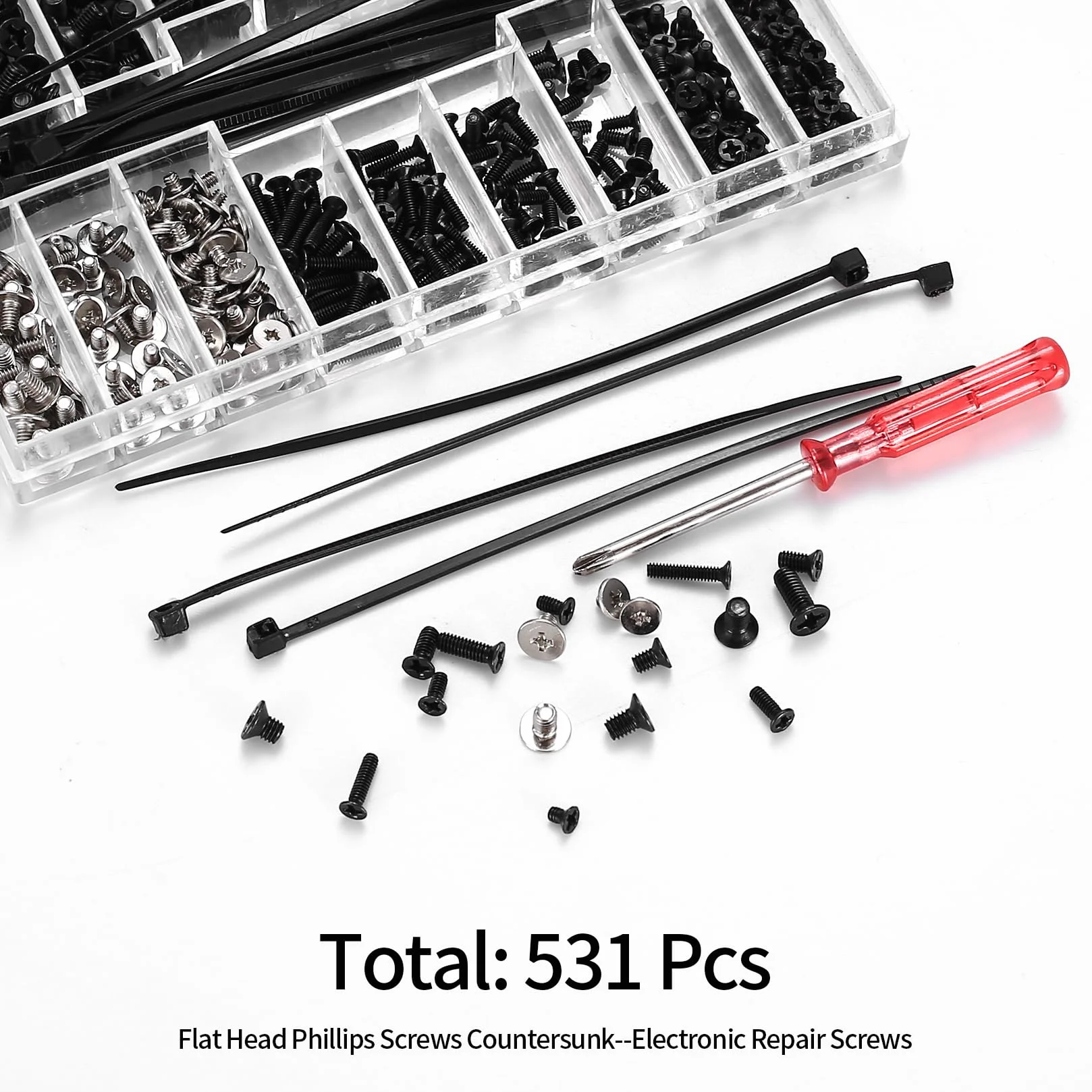 531 Viti per Computer Portatile, M2 M2.5 M3 Viti per Computer, Viti Phillips a testa piatta, Viti a testa svasate per PC SSD Scheda madre Riparazione Elettronica