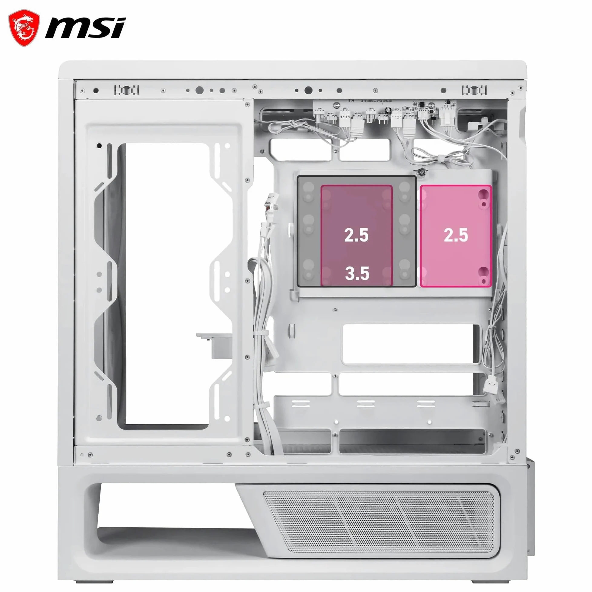MPG VIXTA 300R PZ W Case PC | Mid-tower Gaming PC Case - Design base flottante - 2 ventole da 140 mm preinstallate e 1 ventola da 120 mm.