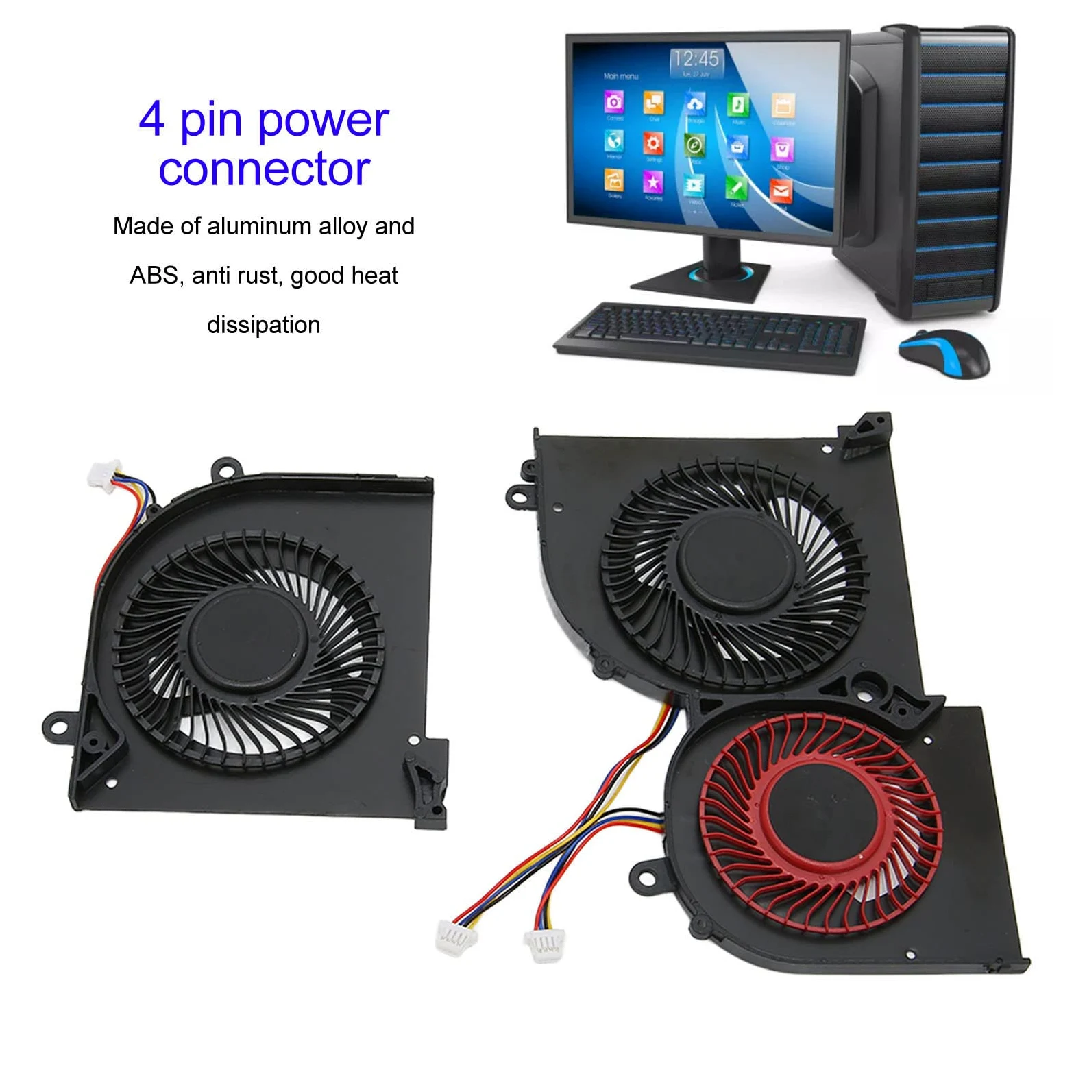 ASHATA Ventola di Raffreddamento CPU GPU per MSI Gs65 MS 16Q2 per CPU 16q2 CW per GPU 16q2 CW, Sostituzione Ventola di Raffreddamento GPU Laptop, Dispositivo di Raffreddamento GPU CPU Laptop(CPU+GPU)
