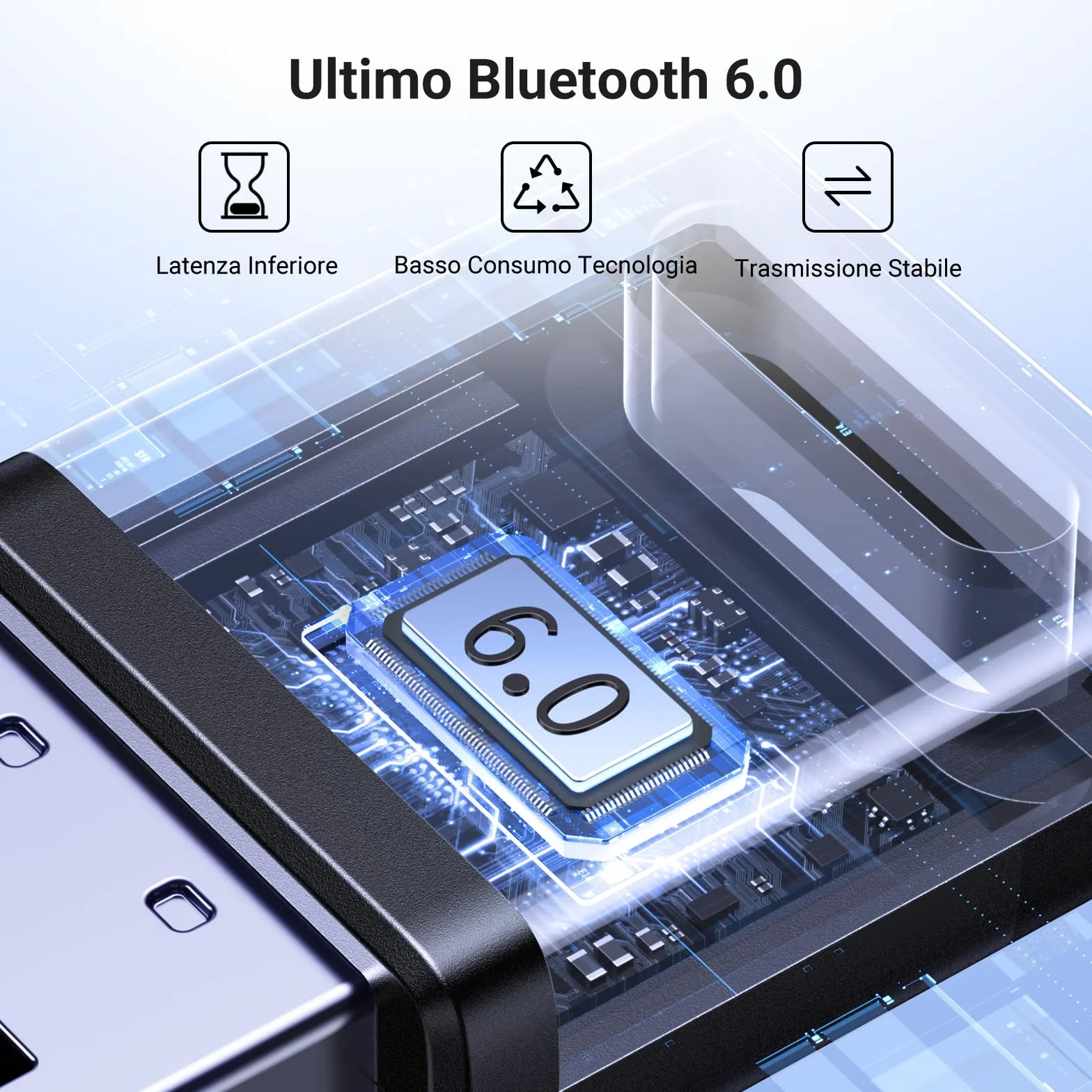 UGREEN BT6.0 Adattatore Bluetooth 6.0 USB Chiavetta Bluetooth per PC Windows 11 10 8.1 con Controller di PS5 PS4 Telefono Cuffie Auricolare Tastiera Mouse