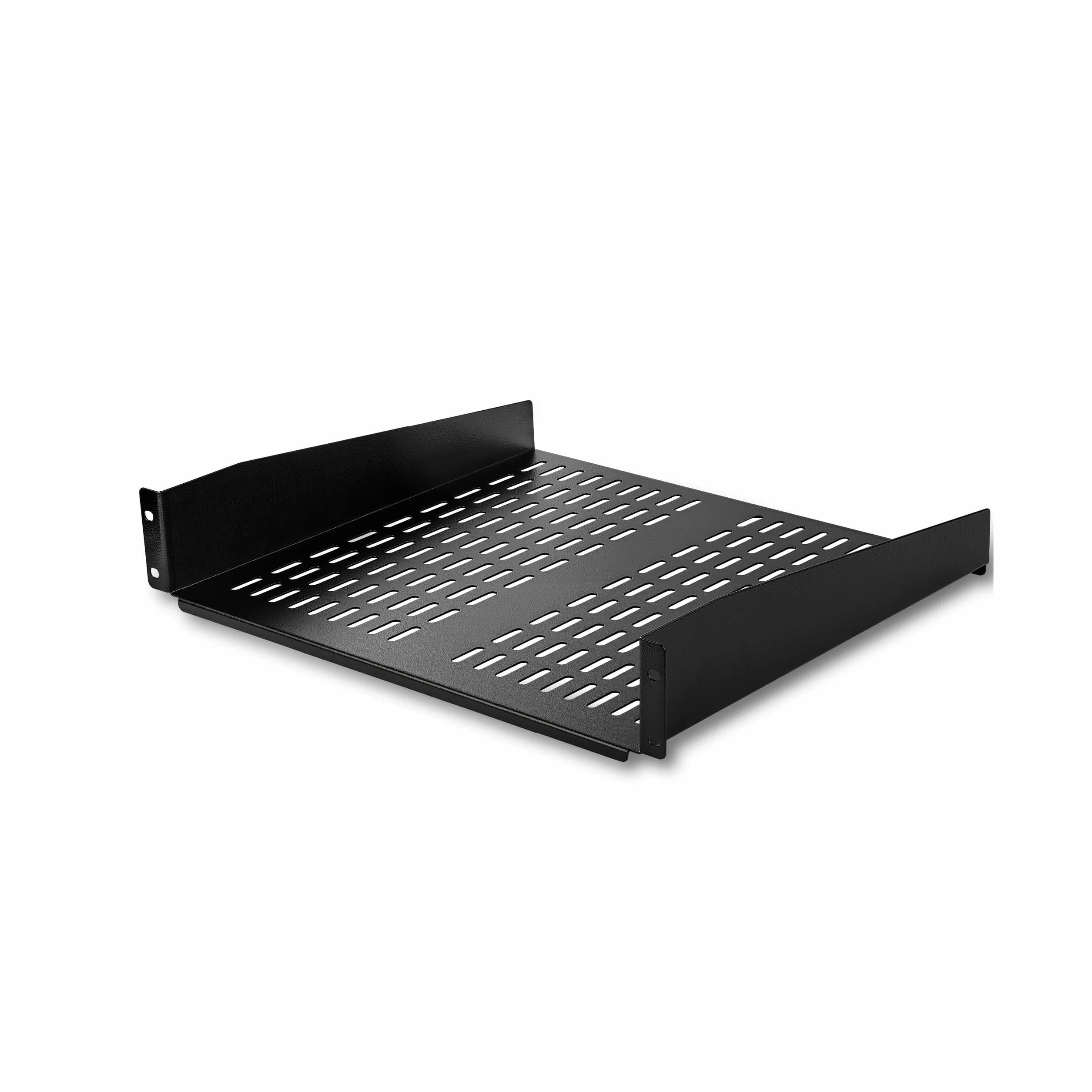 StarTech.com Mensola per rack 19" 2U Ventilata, Acciaio, Capacità 23Kg, Profondità 41 cm, Nero