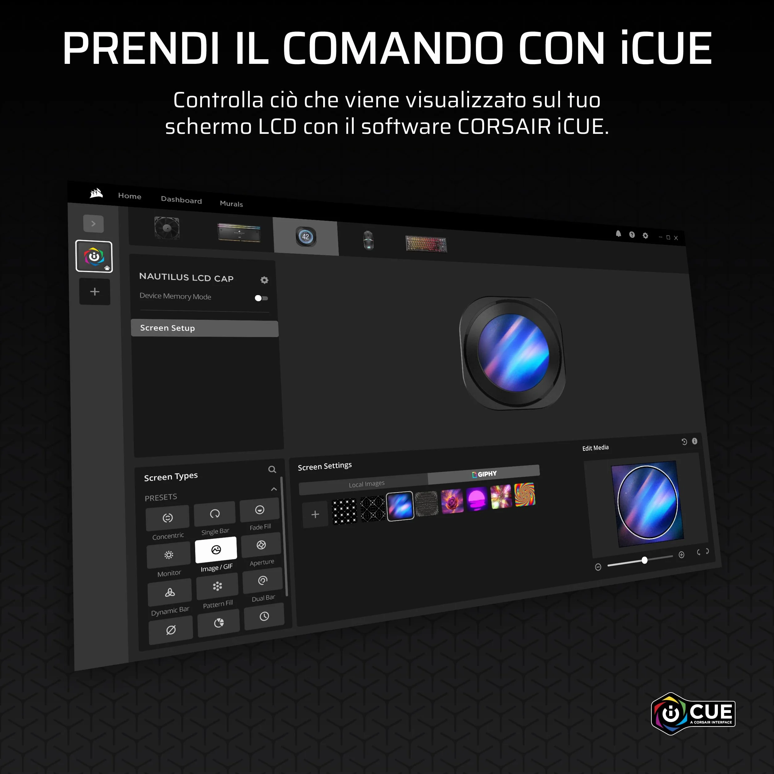 CORSAIR NAUTILUS 360 RS LCD Dissipatore a Liquido per CPU – Nero | Schermo LCD IPS da 2,1", AIO da 360mm, Bassa rumorosità, Daisy-Chain, Intel LGA 1851/1700, AMD AM5/AM4, 3 ventole RS120