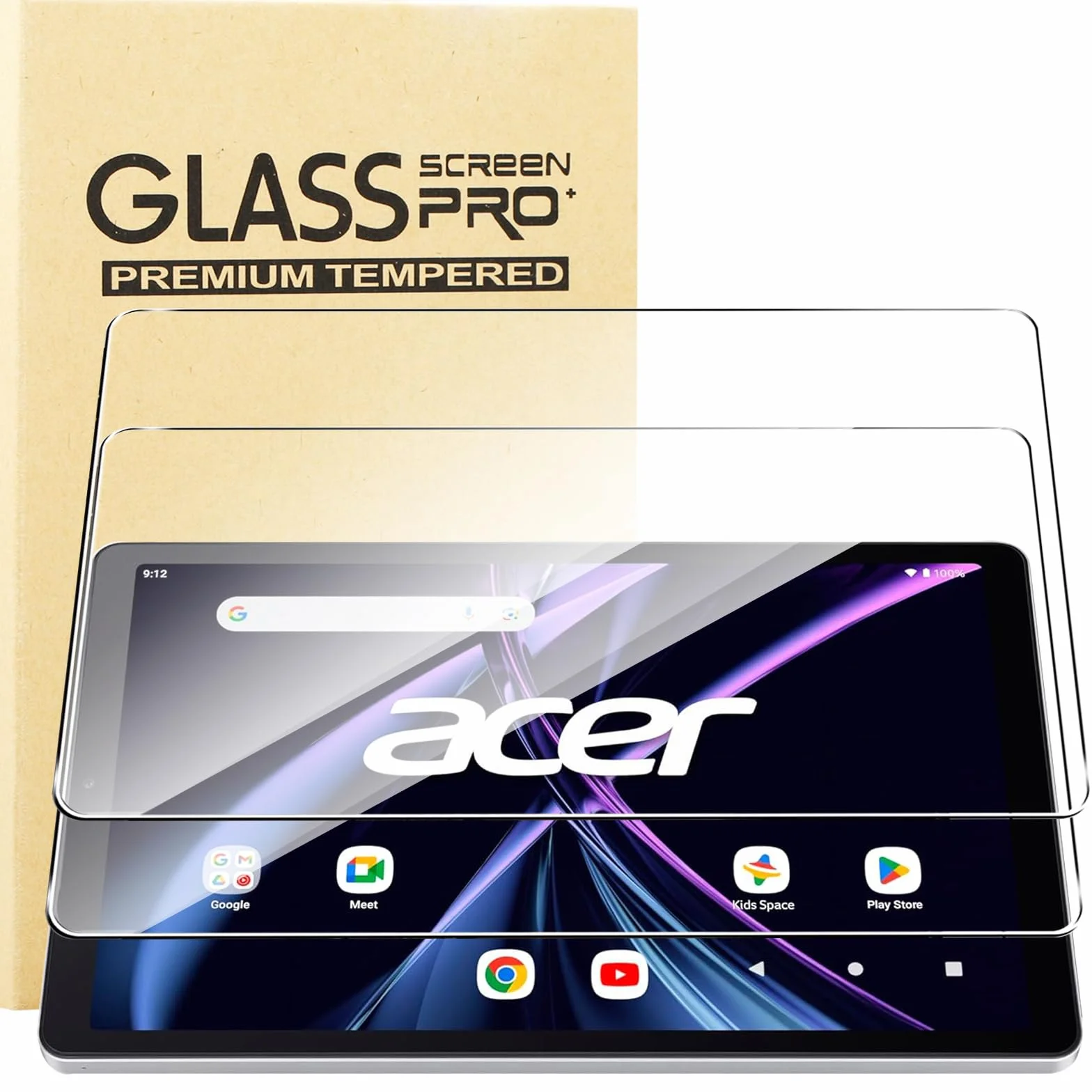 Pellicola Vetro Temperato per Acer Iconia Tab A10 (10.1 Pollici) 2 Pezzi Durezza 9H Anti-Graffio HD Trasparente