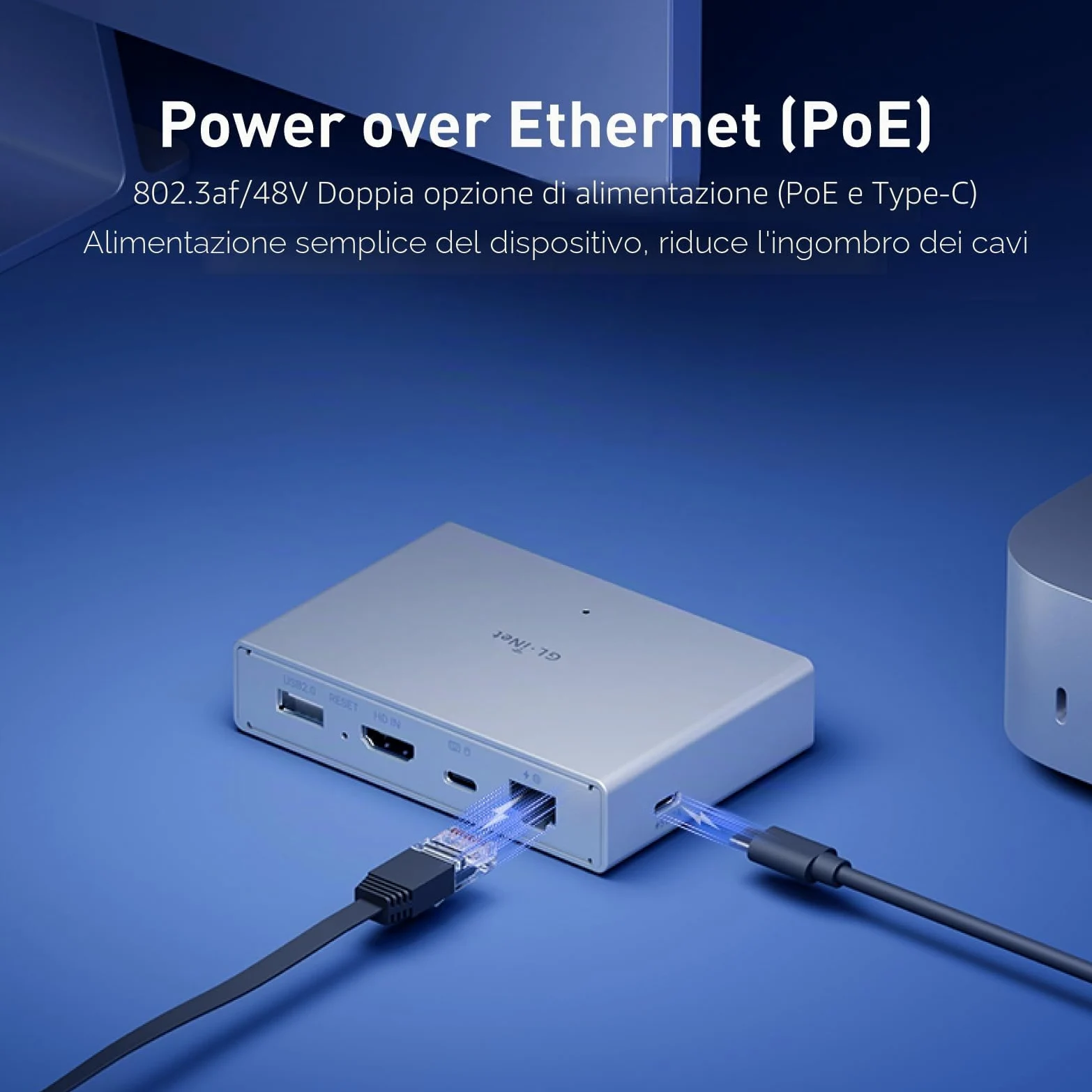GL.iNet Comet PoE (GL-RM1PE) KVM remoto su Internet doppia alimentazione PoE/Type-C 4K@30Hz EMMC 32 GB Tailscale