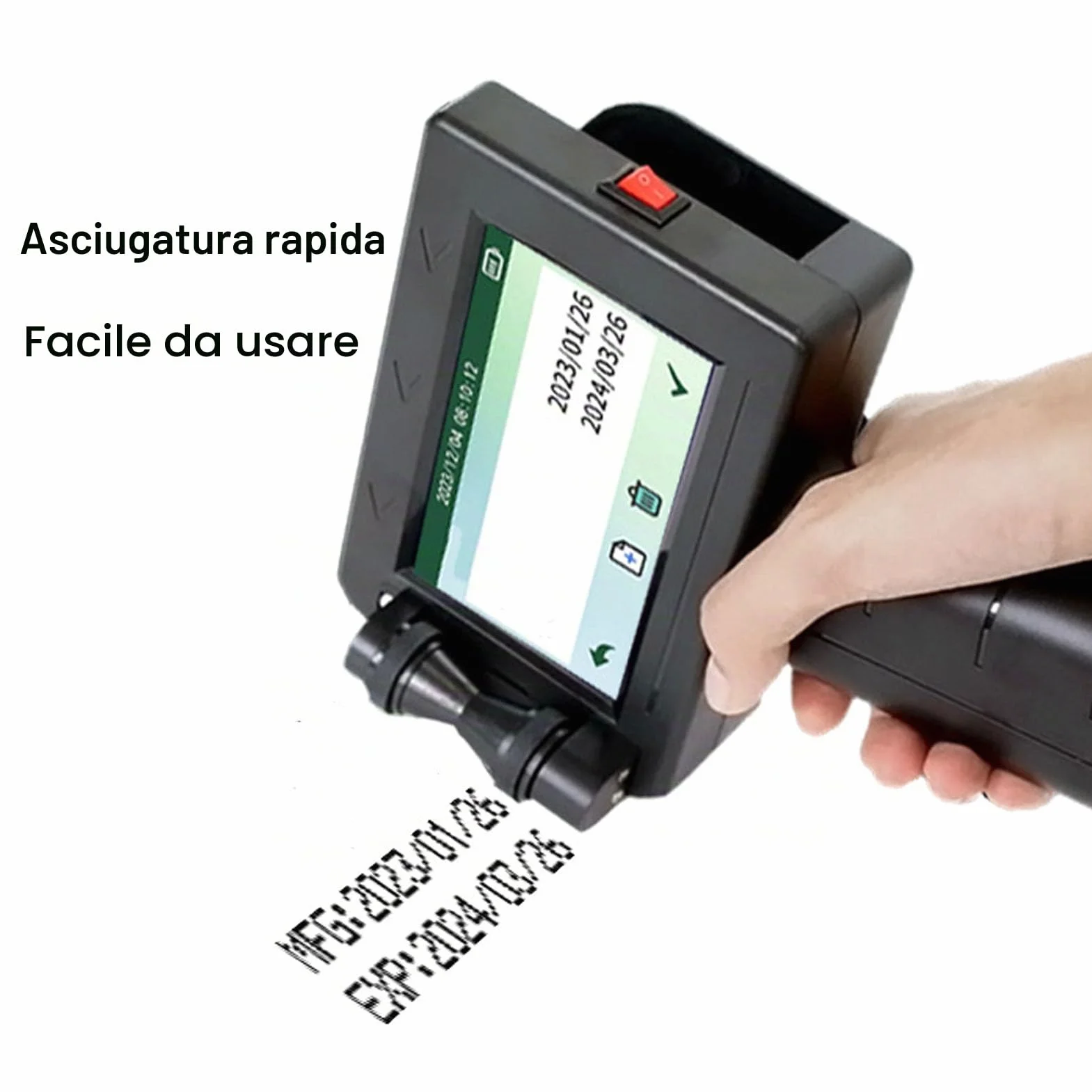 Hyuduo Stampante Portatile a Getto D'inchiostro con Touchscreen HD per Codice a Barre, Codice QR e Etichette su Legno Tessuto Plastica per Imballaggi
