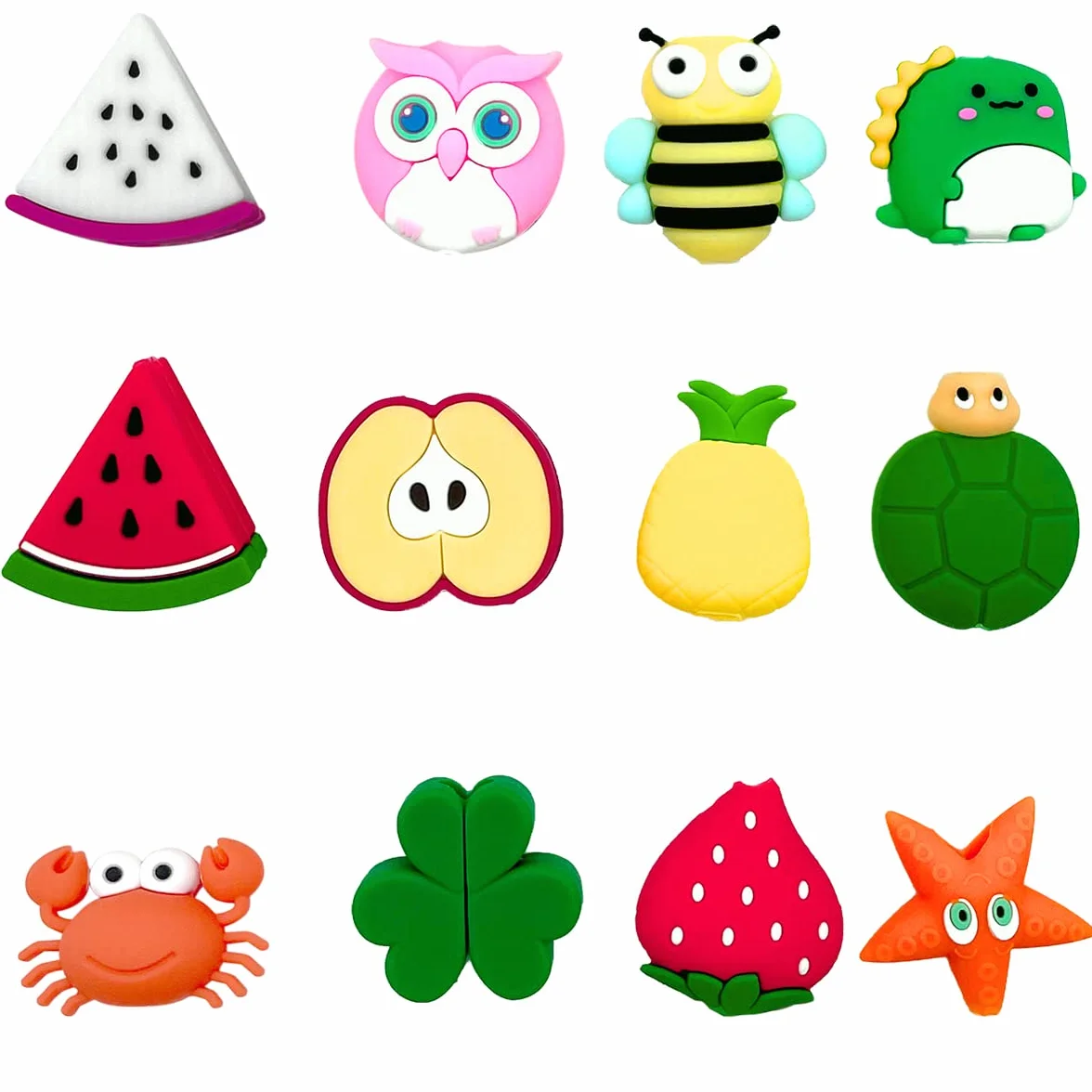Confezione da 12 protezioni per cavi a forma di frutta, per chomper, masticatori, amici, accessori per cellulare, cavo di ricarica USB