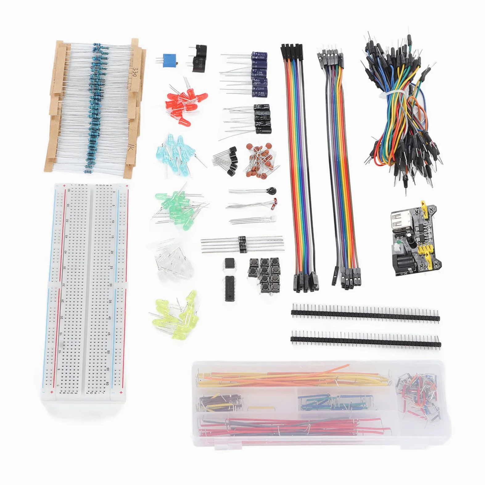 Fafeicy Kit Divertente di Componenti Elettronici, Materiale Siliconico per Progetti Breadboard R3, Modulo Iniziale Completo con Cavi Jumper e LED