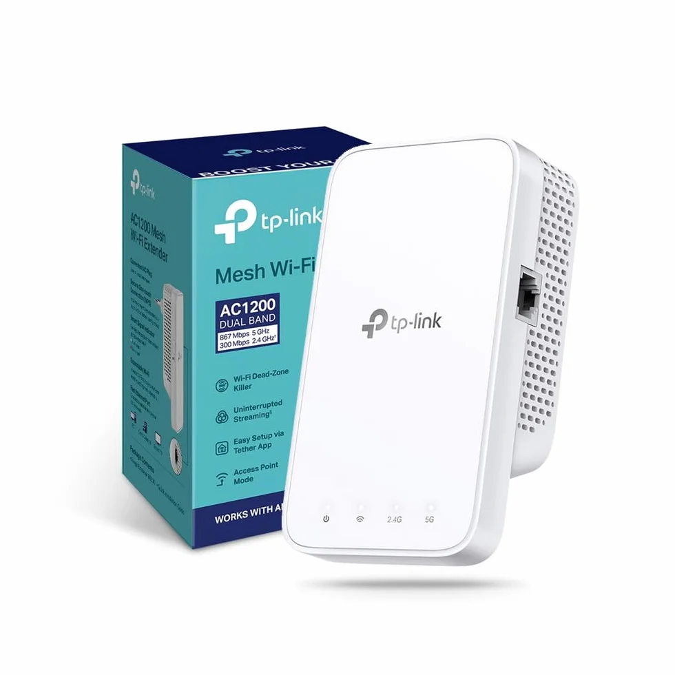 TP-Link Ripetitore WiFi RE330, amplificatore WiFi AC1200, estensore fino a 120 ㎡, potente ripetitore per casa con porta ethernet, compatibile con tutti i box internet