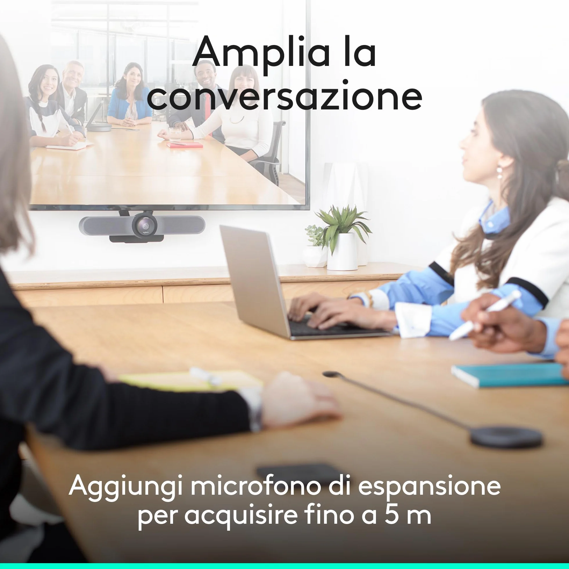 Logitech MeetUp Sistema di Videoconferenza, Ultra HD 4K/1080p/720p, 3 Microfoni/Altoparlanti Regolabili, Ampio Angolo di Visione di 120°, Compatibile con PC/Mac/Portatile/Macbook/Tablet - Nero, 4K